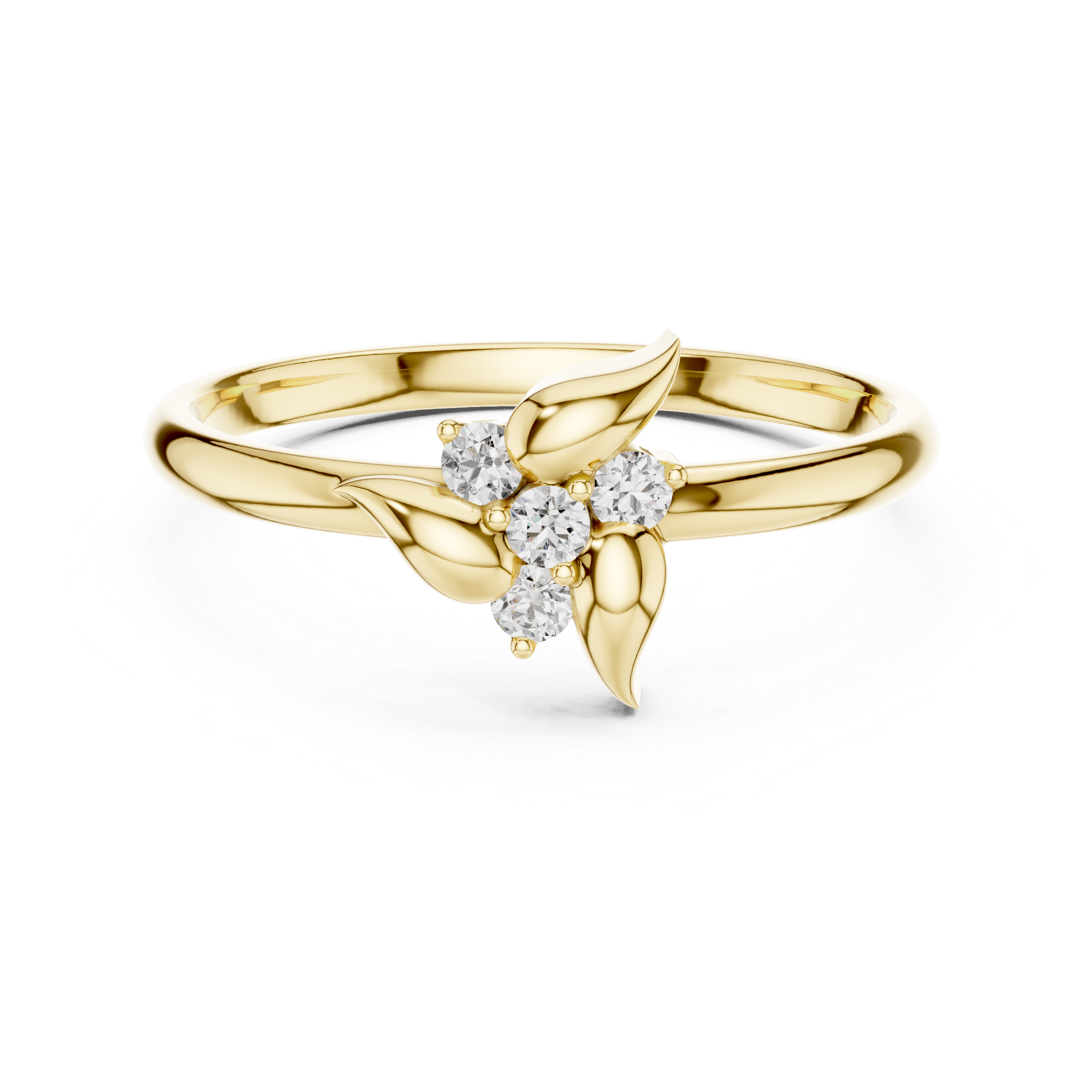 Minimal Leaf Accent Diamond Cluster Ring