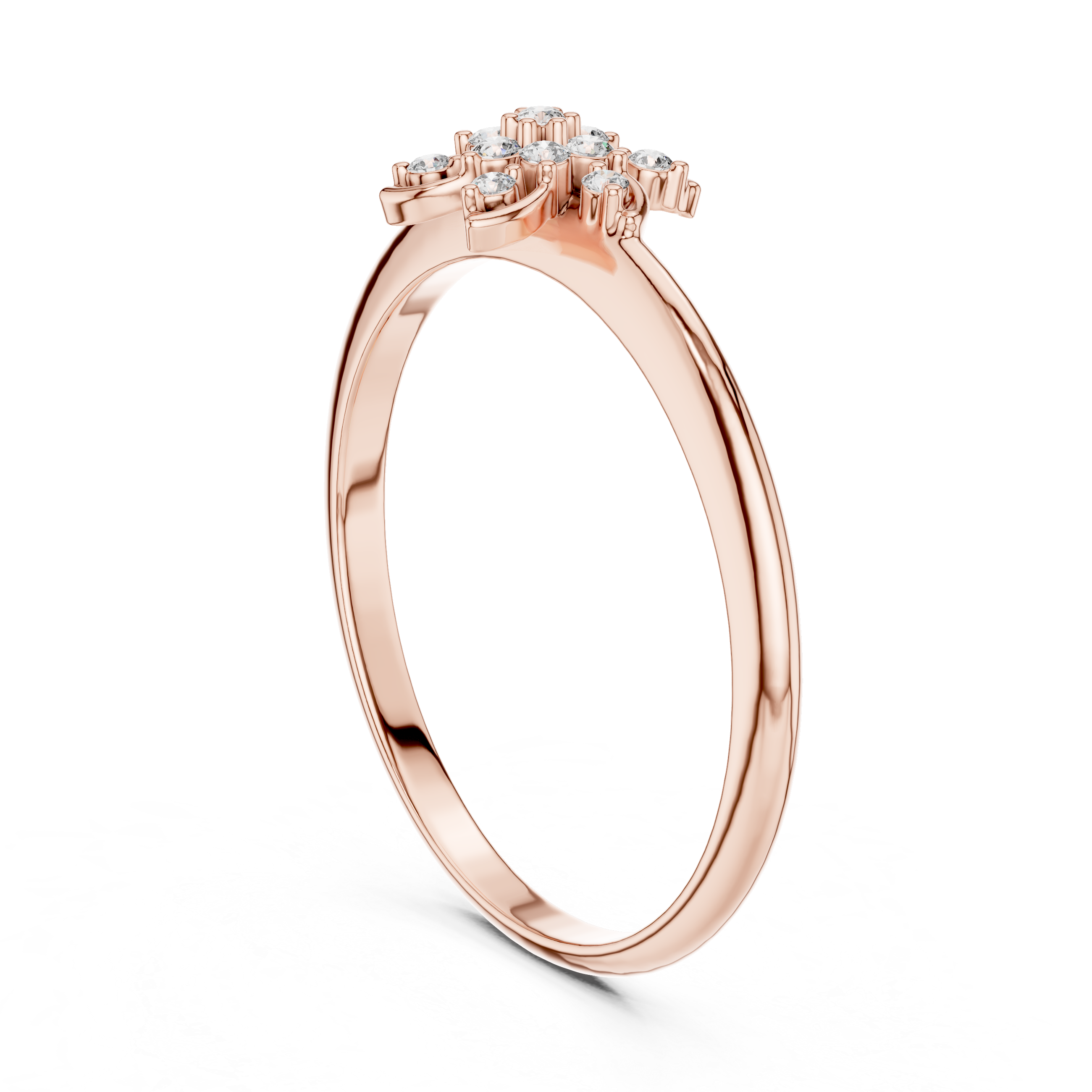 Floral Diamond Cluster Ring with Petal-Inspired Open Design