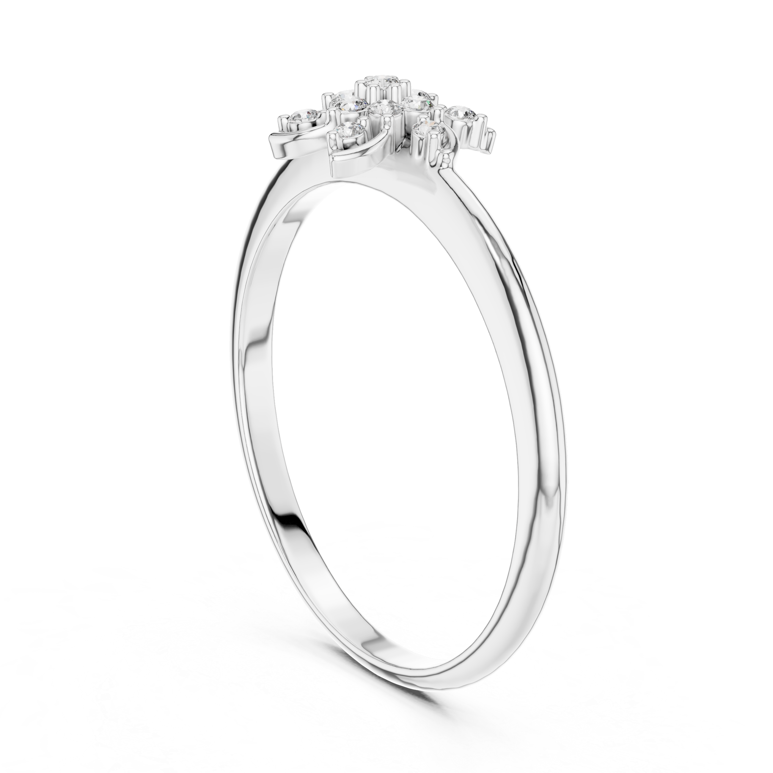 Floral Diamond Cluster Ring with Petal-Inspired Open Design