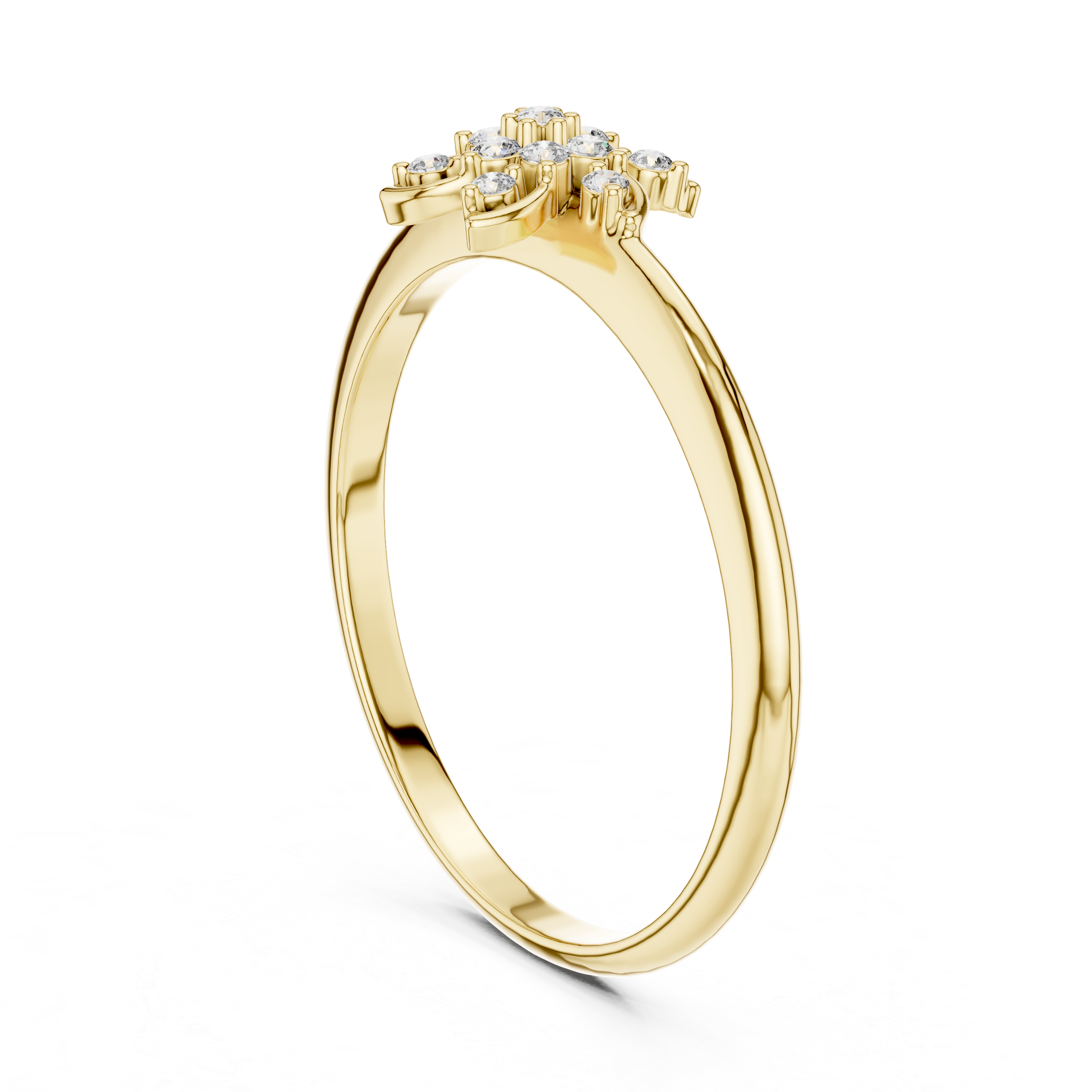 Floral Diamond Cluster Ring with Petal-Inspired Open Design