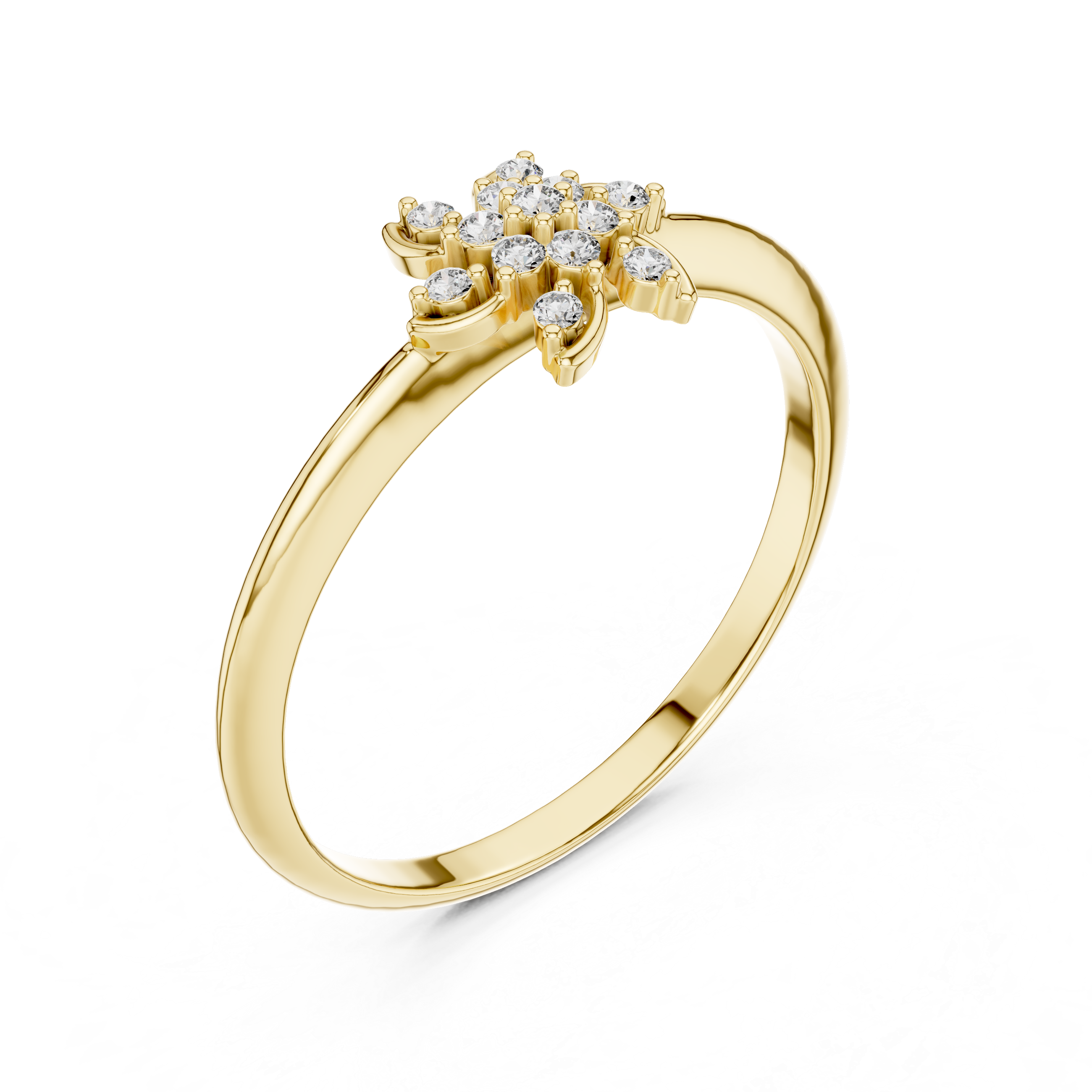 Floral Diamond Cluster Ring with Petal-Inspired Open Design