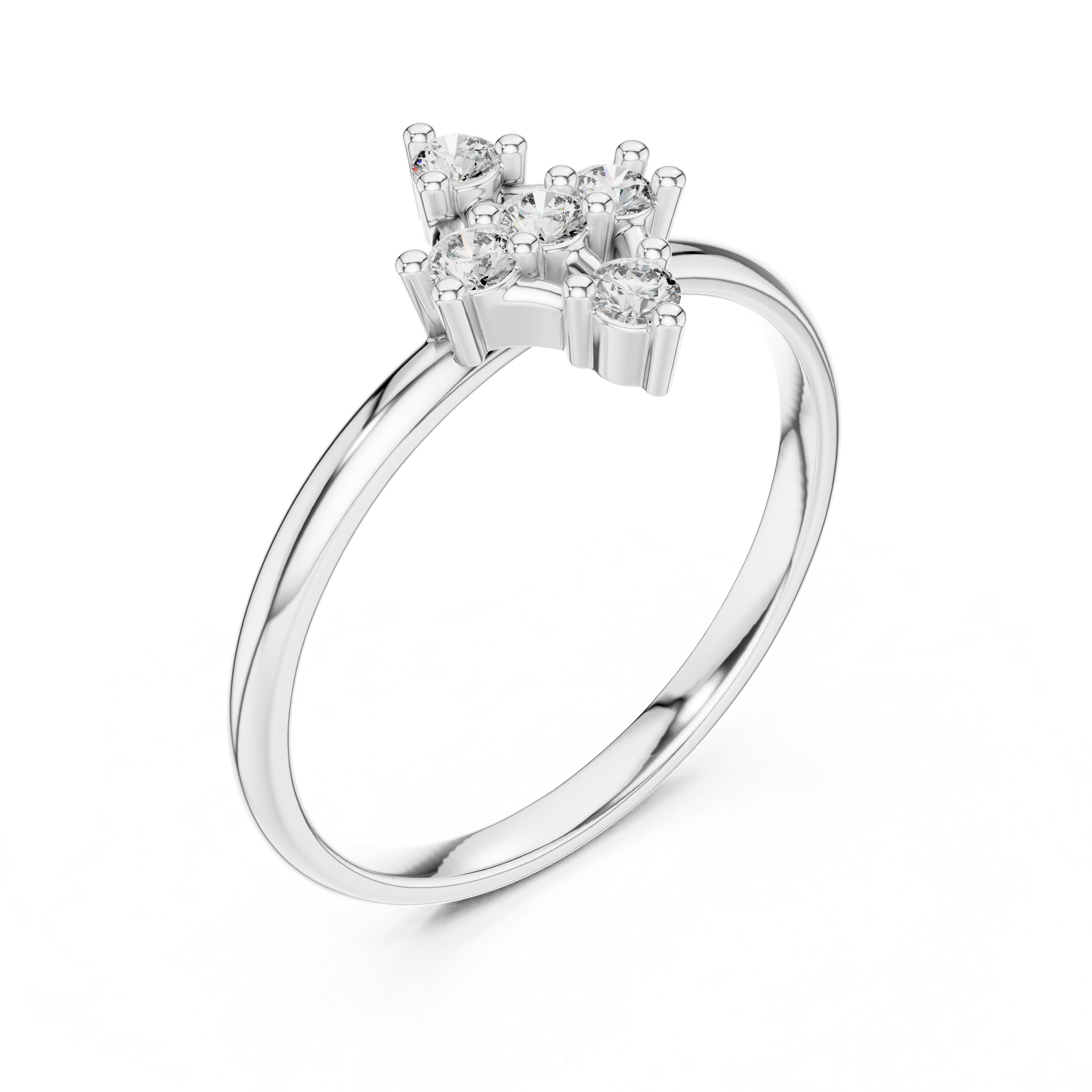 Geometric Diamond Cluster Ring with Vertical Accent Design
