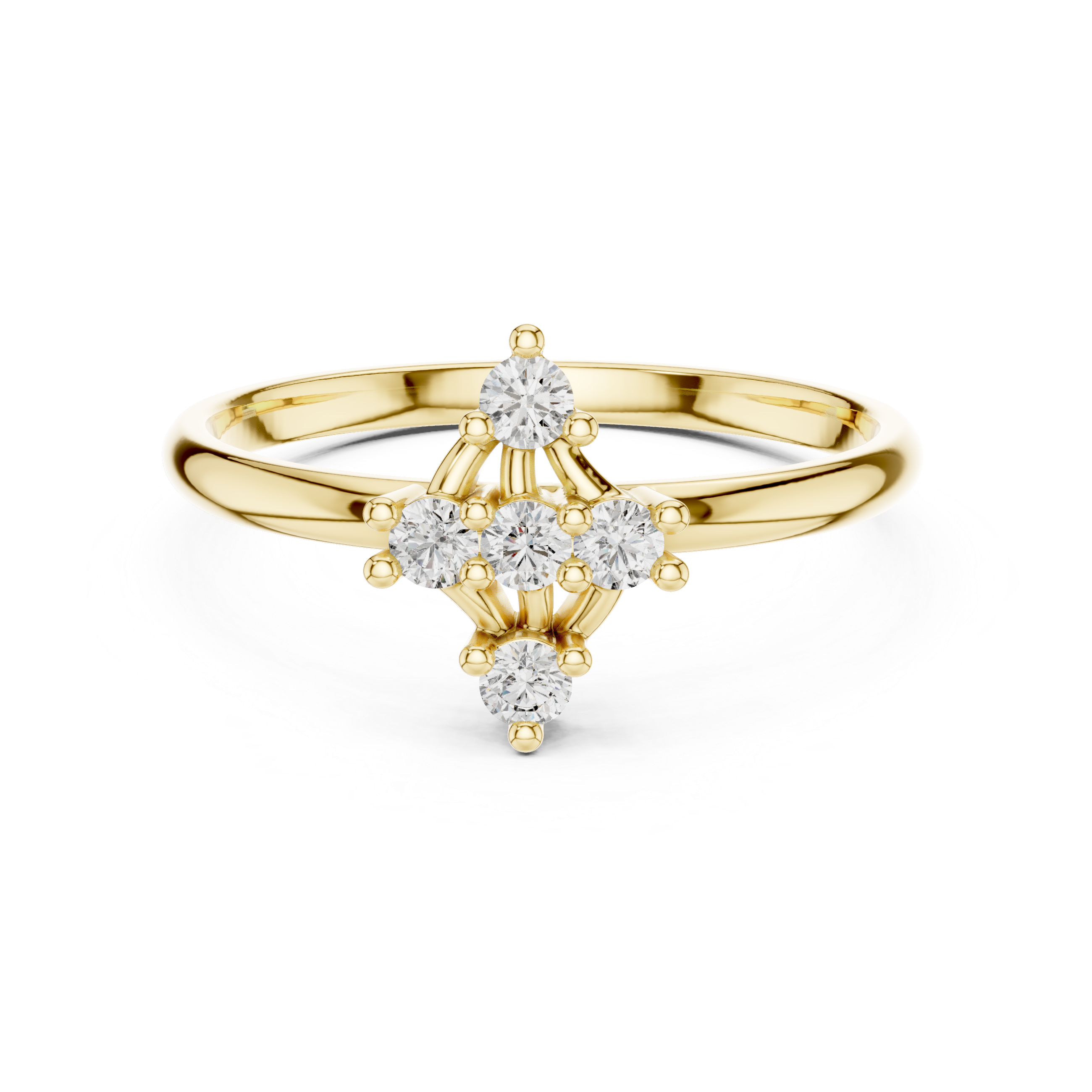 Geometric Diamond Cluster Ring with Vertical Accent Design