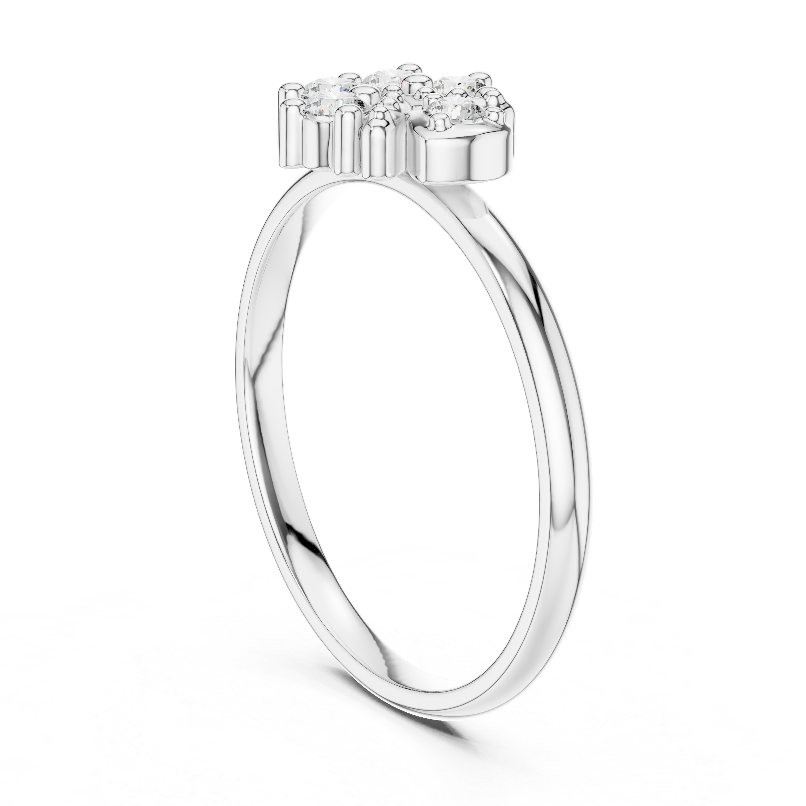 Floral Cluster Diamond Ring with Accent Leaf Detail