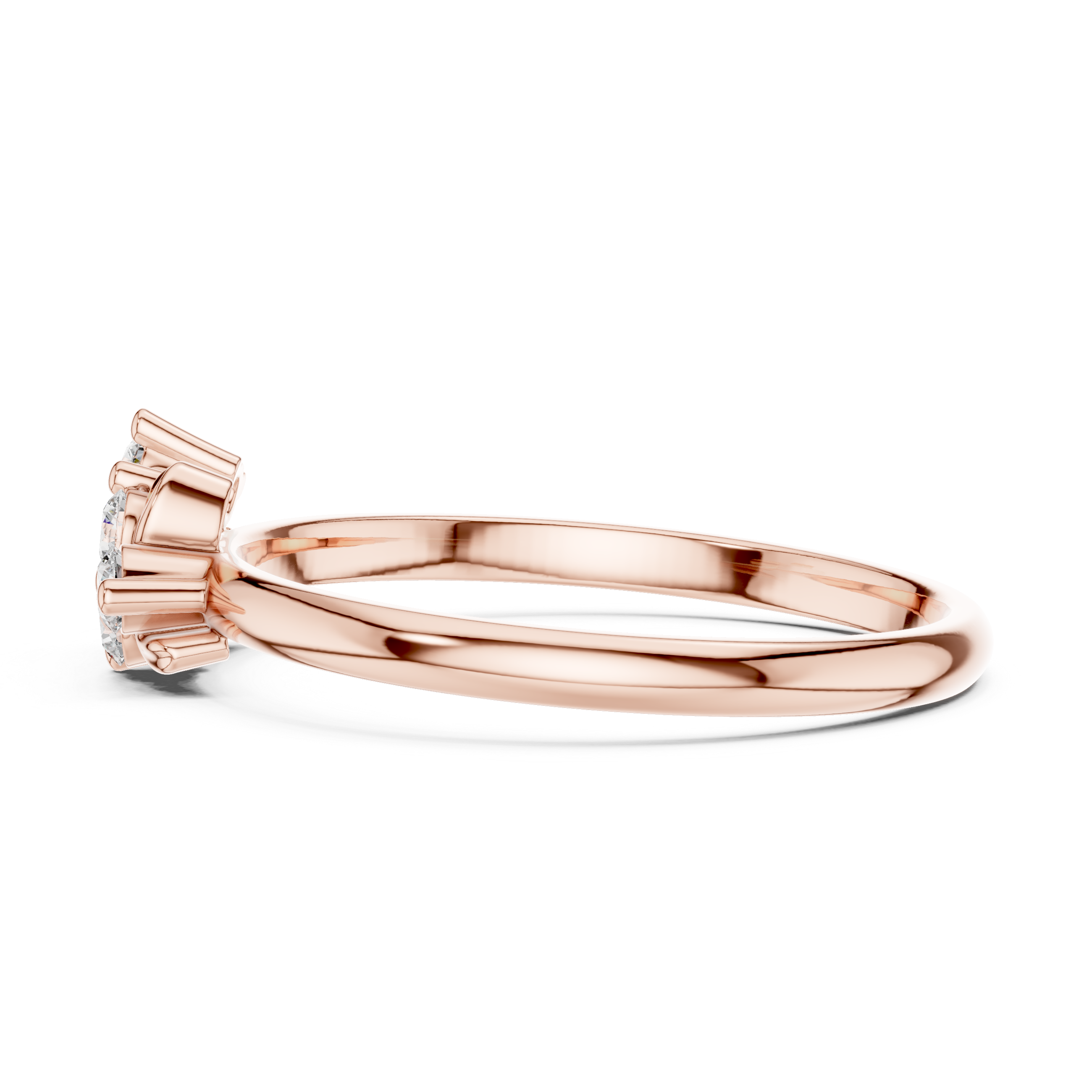 Asymmetrical Floral Diamond Ring with Leaf Detail
