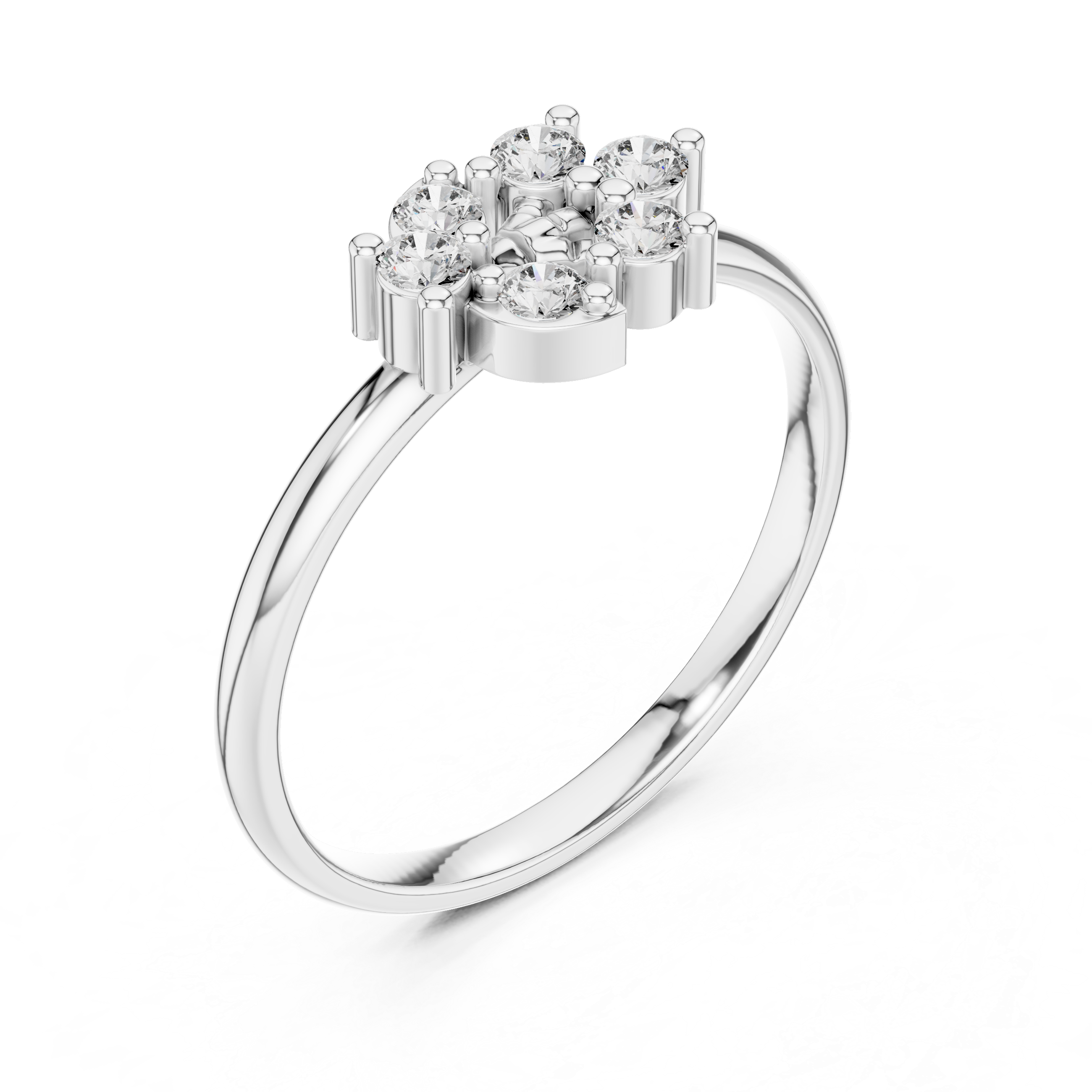 Minimal Floral Cluster Diamond Ring