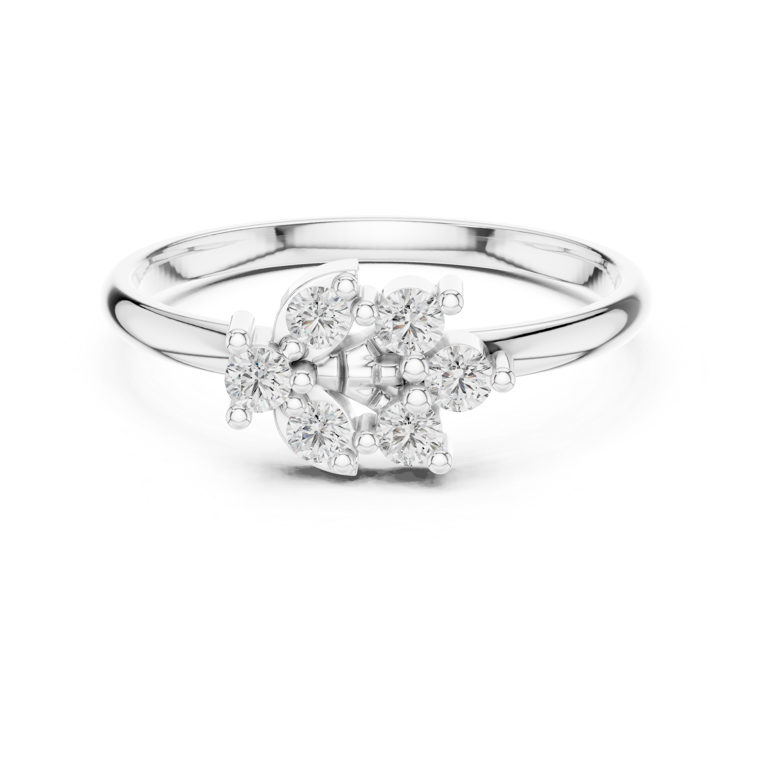 Minimal Floral Cluster Diamond Ring