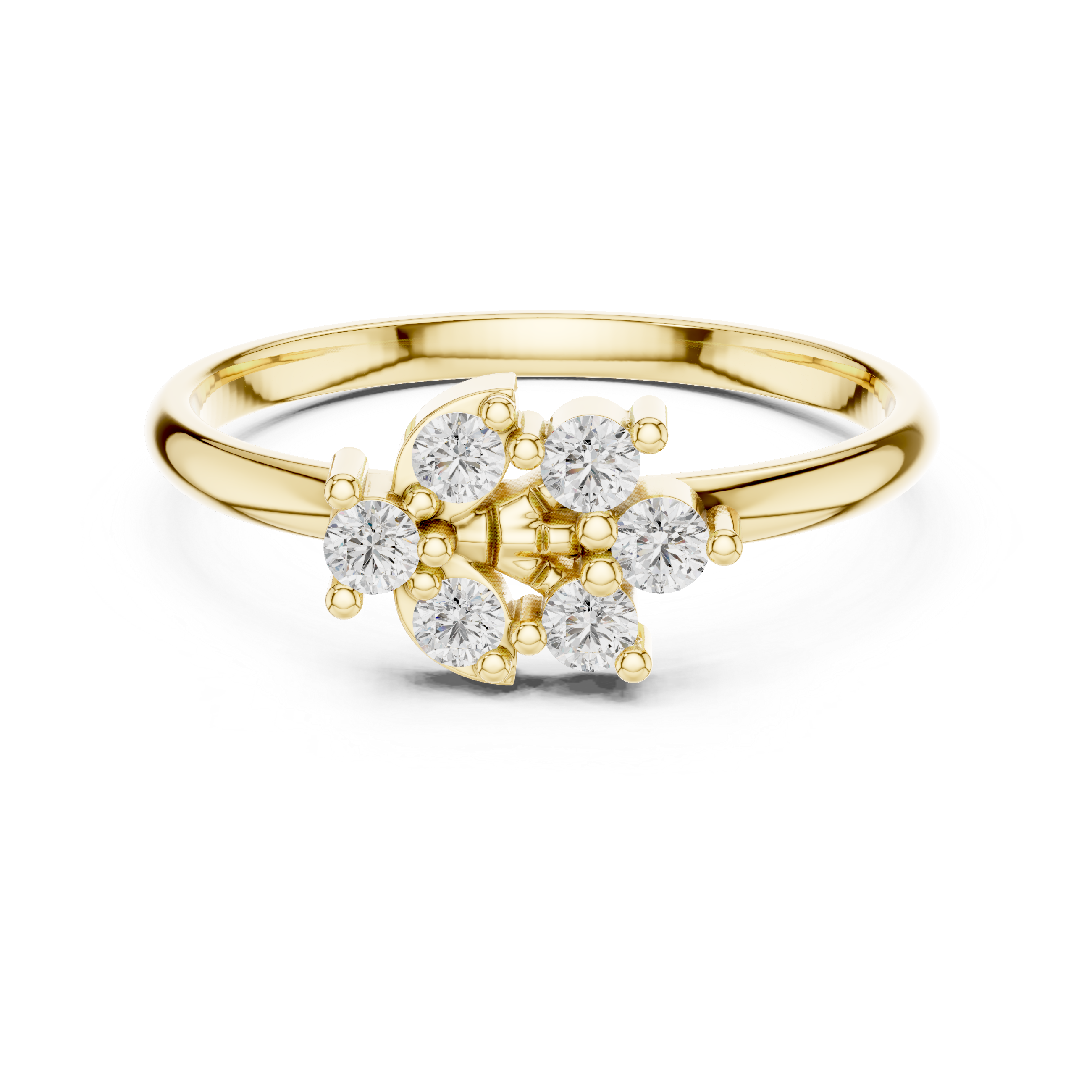 Minimal Floral Cluster Diamond Ring