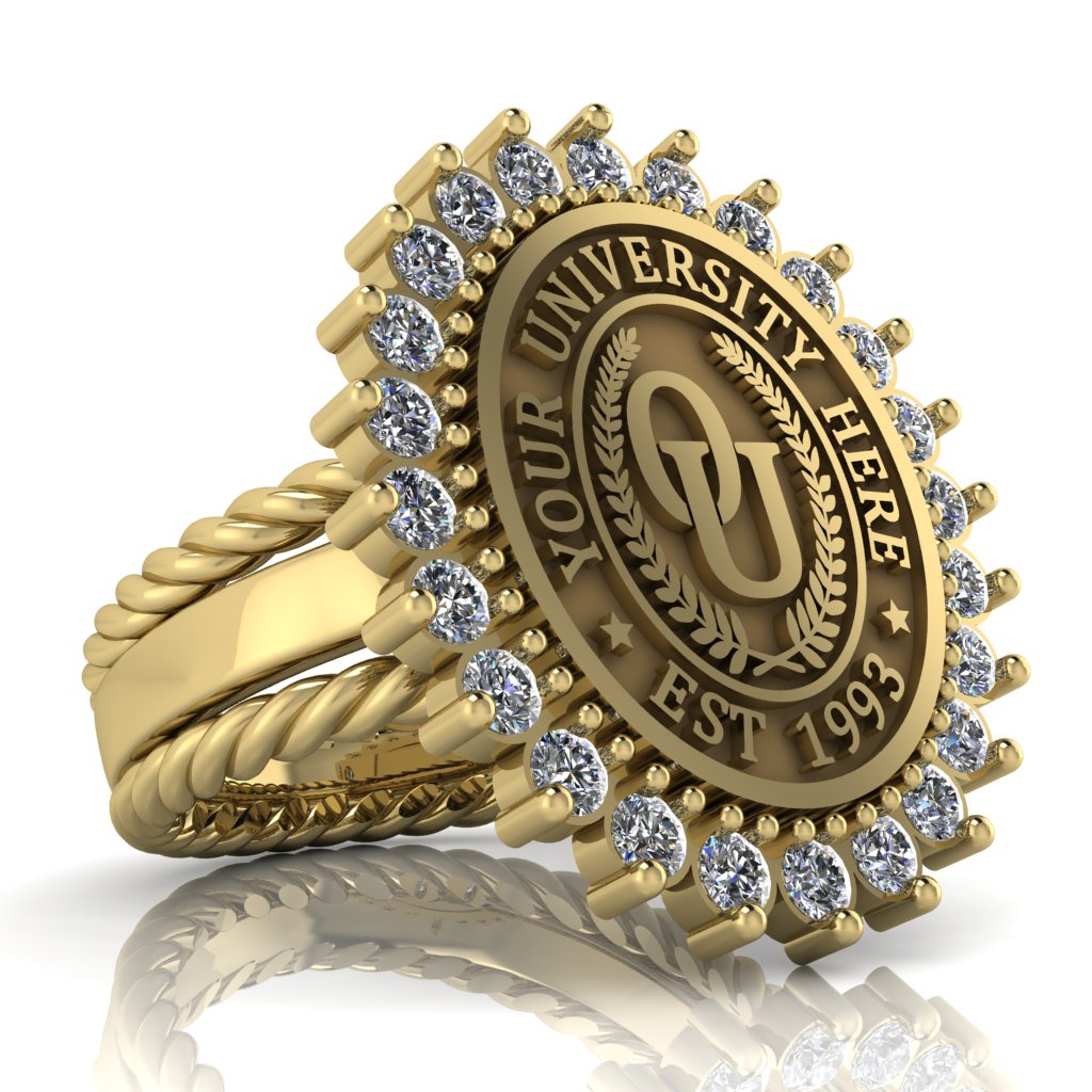 Serku Oval | Rope Edge Band Custom Collage Ring