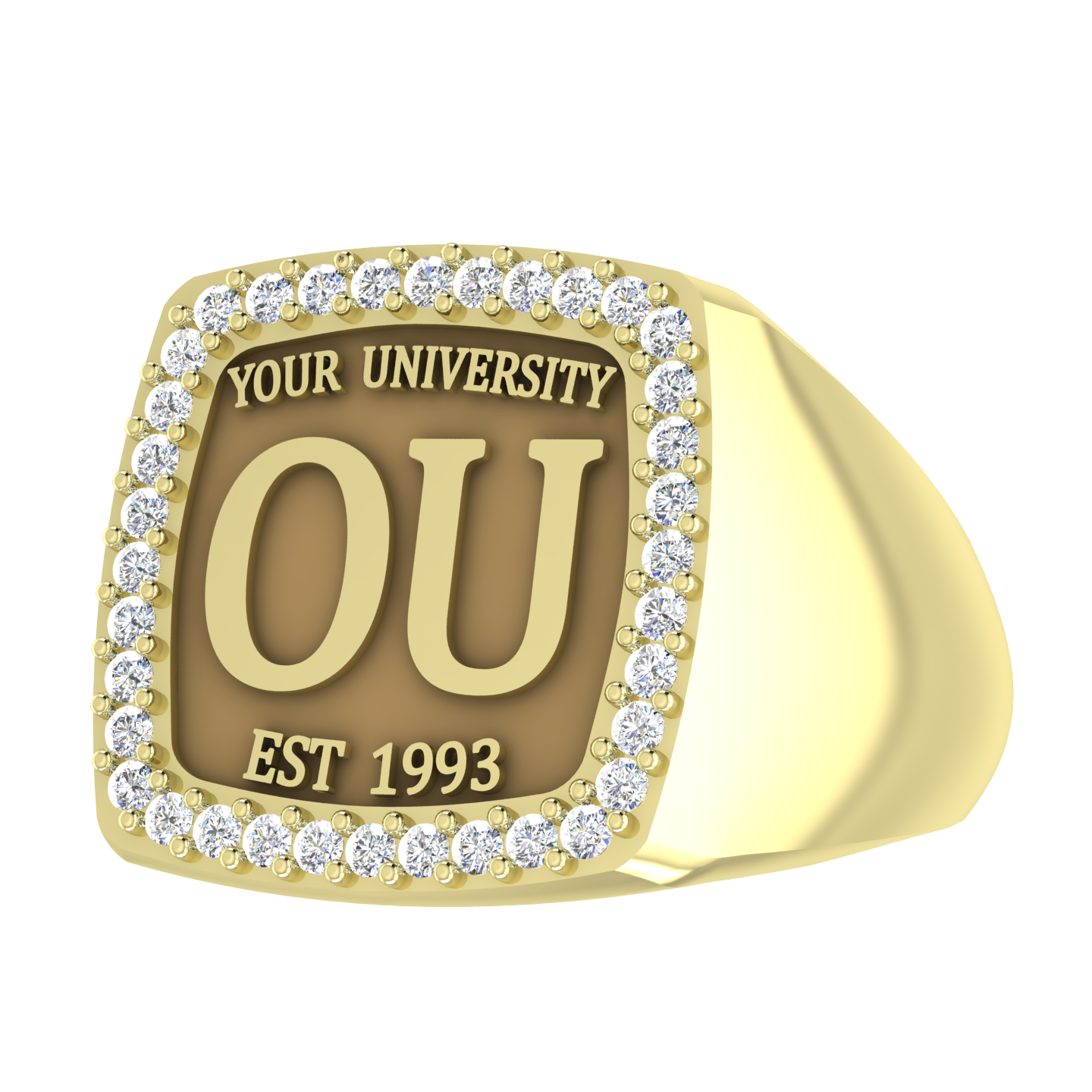 Custom University Ring | Square Graduation Band - Personalized College Jewelry