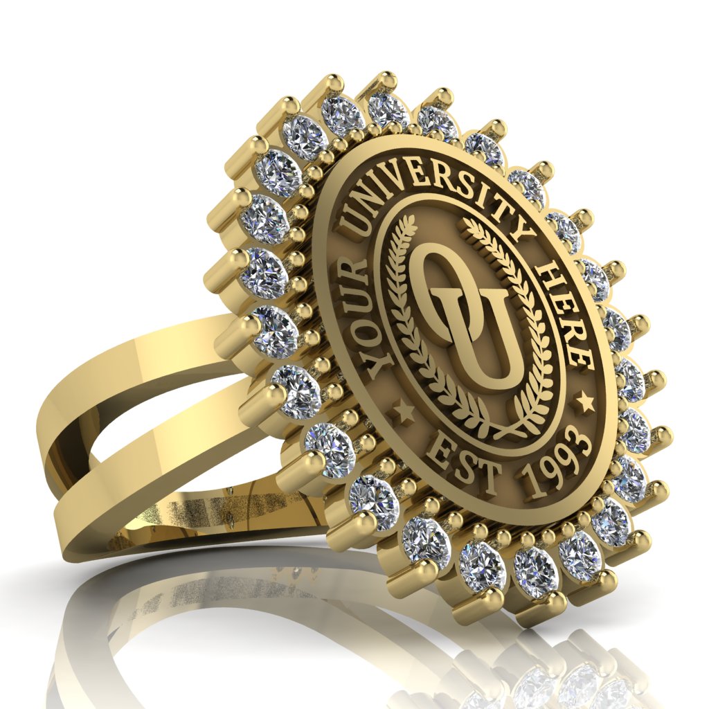 Serku Oval | Knife Edge Band Custom Collage Ring