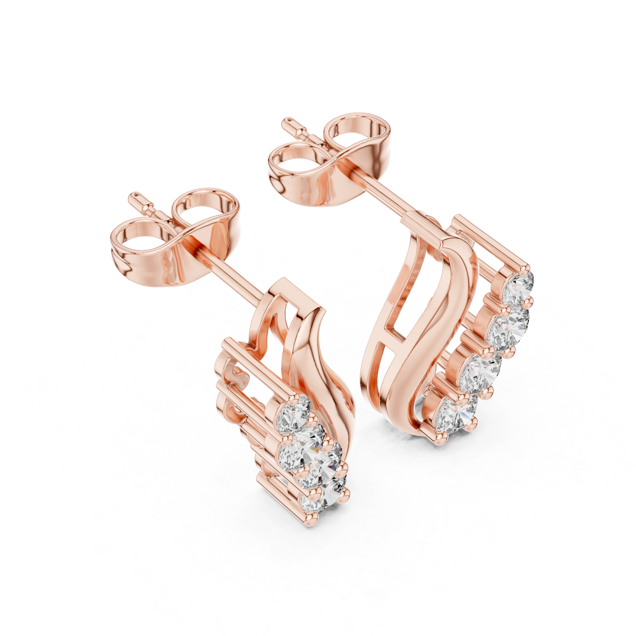 Luxury Curved Diamond Earrings