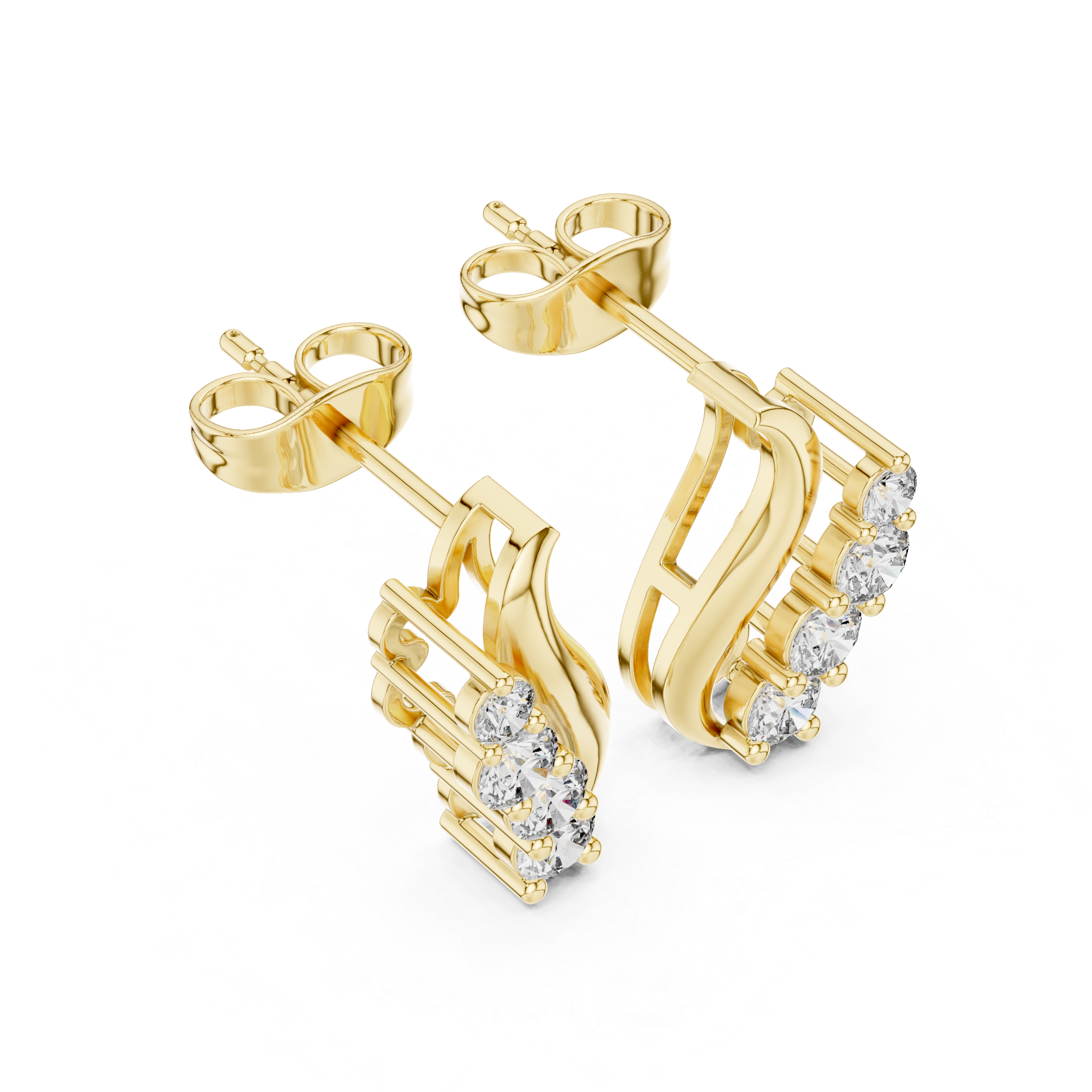 Luxury Curved Diamond Earrings