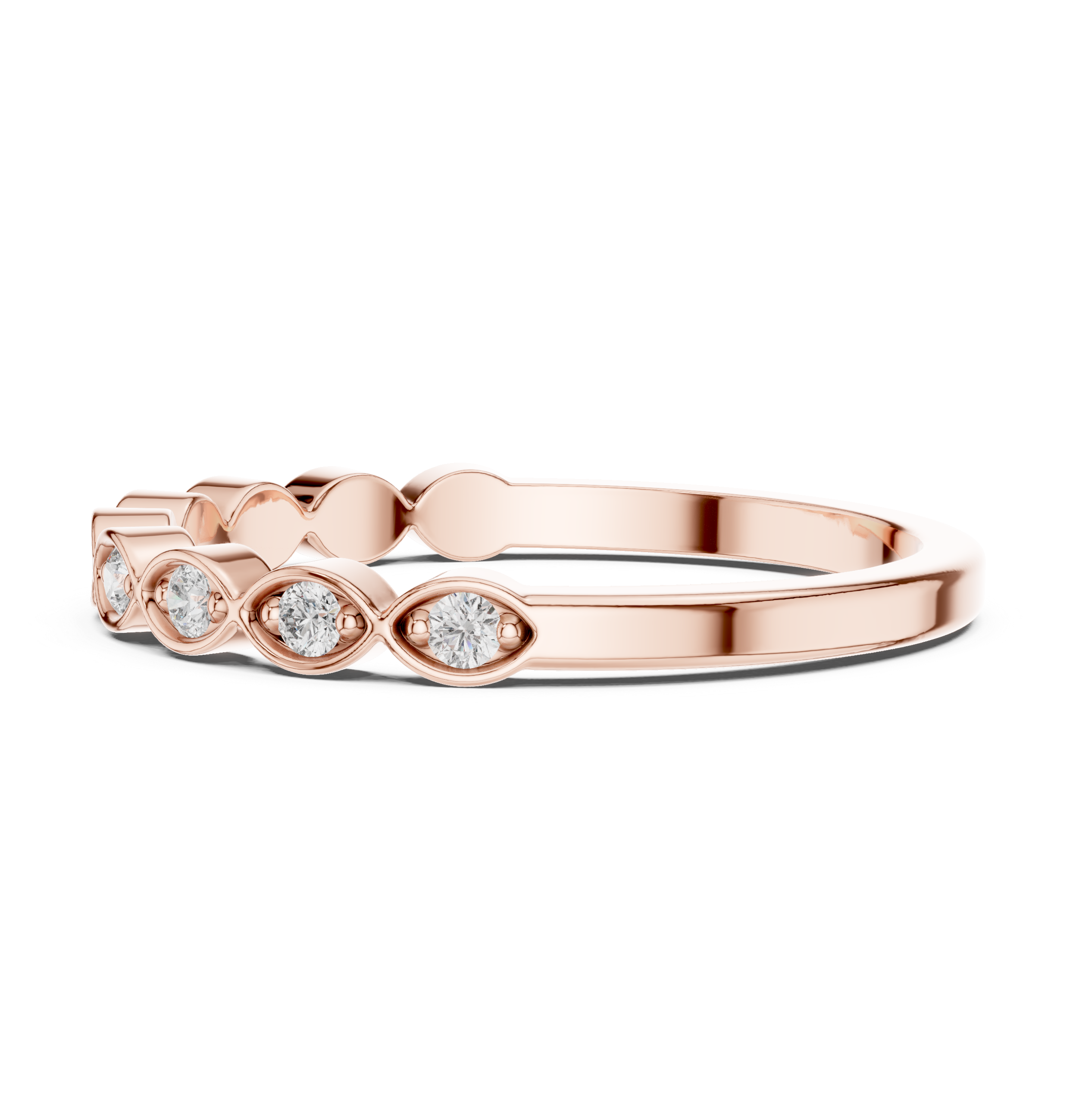 Vintage Infinity Diamond Wedding Band with Bezel Set Round Stones