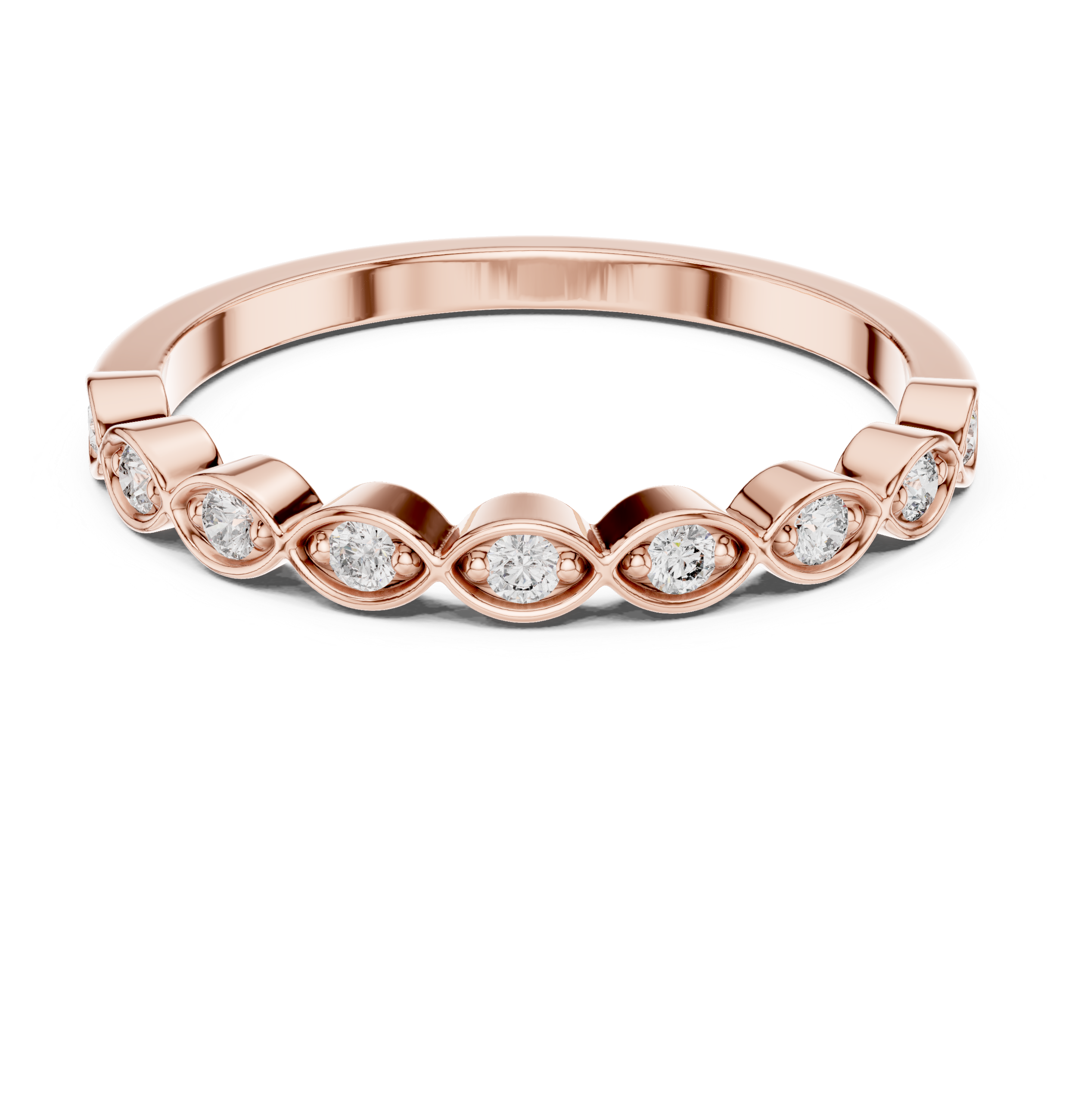 Vintage Infinity Diamond Wedding Band with Bezel Set Round Stones