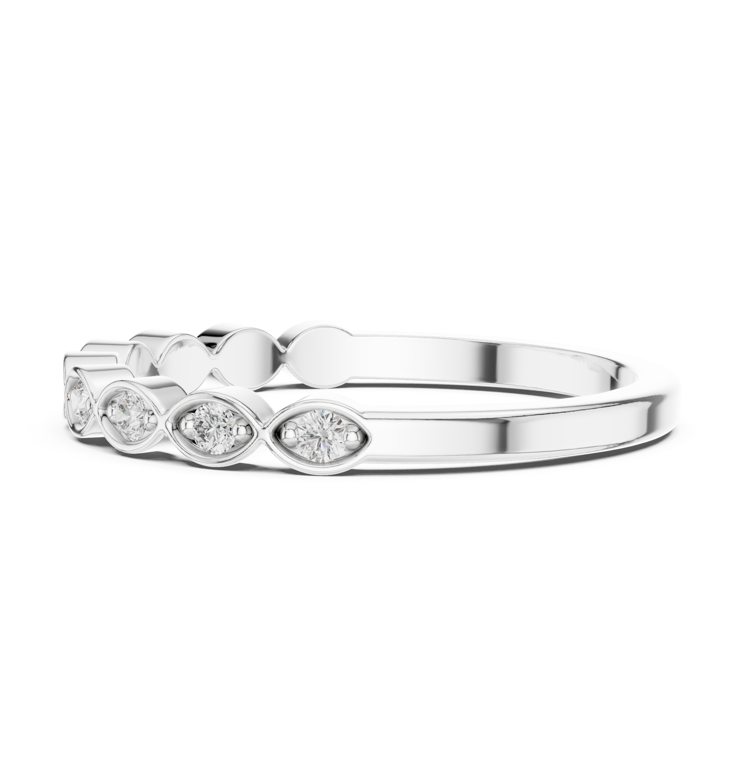 Vintage Infinity Diamond Wedding Band with Bezel Set Round Stones