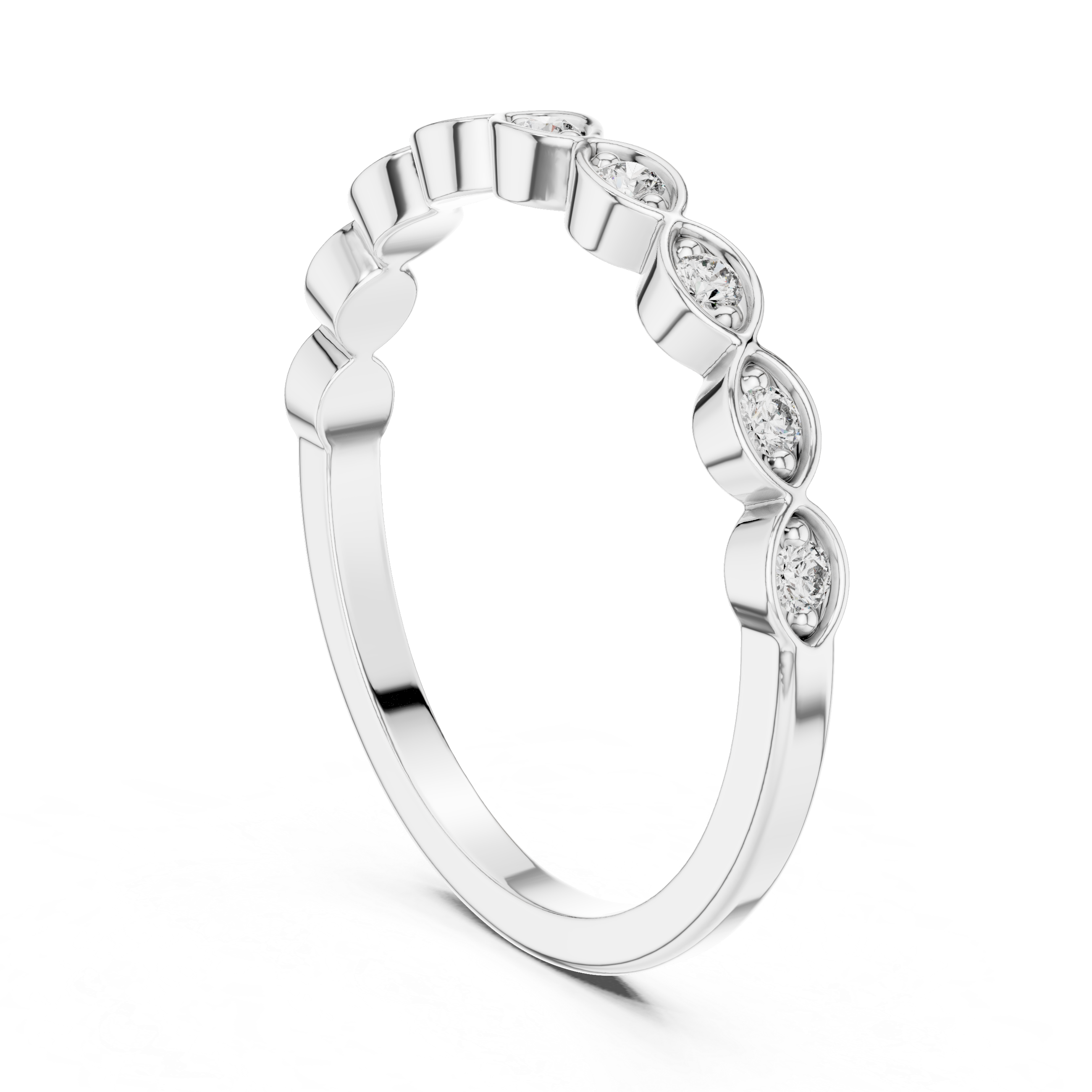 Vintage Infinity Diamond Wedding Band with Bezel Set Round Stones