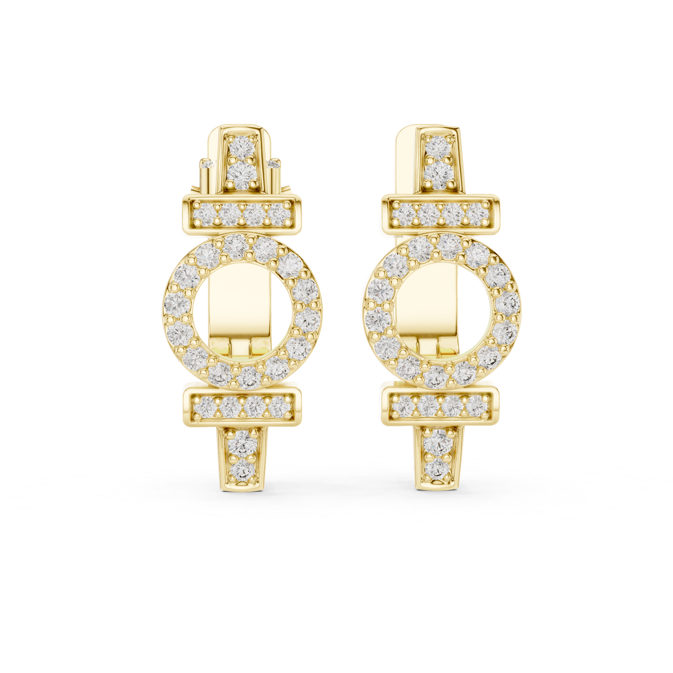 Geometric Halo Diamond Circle Earrings