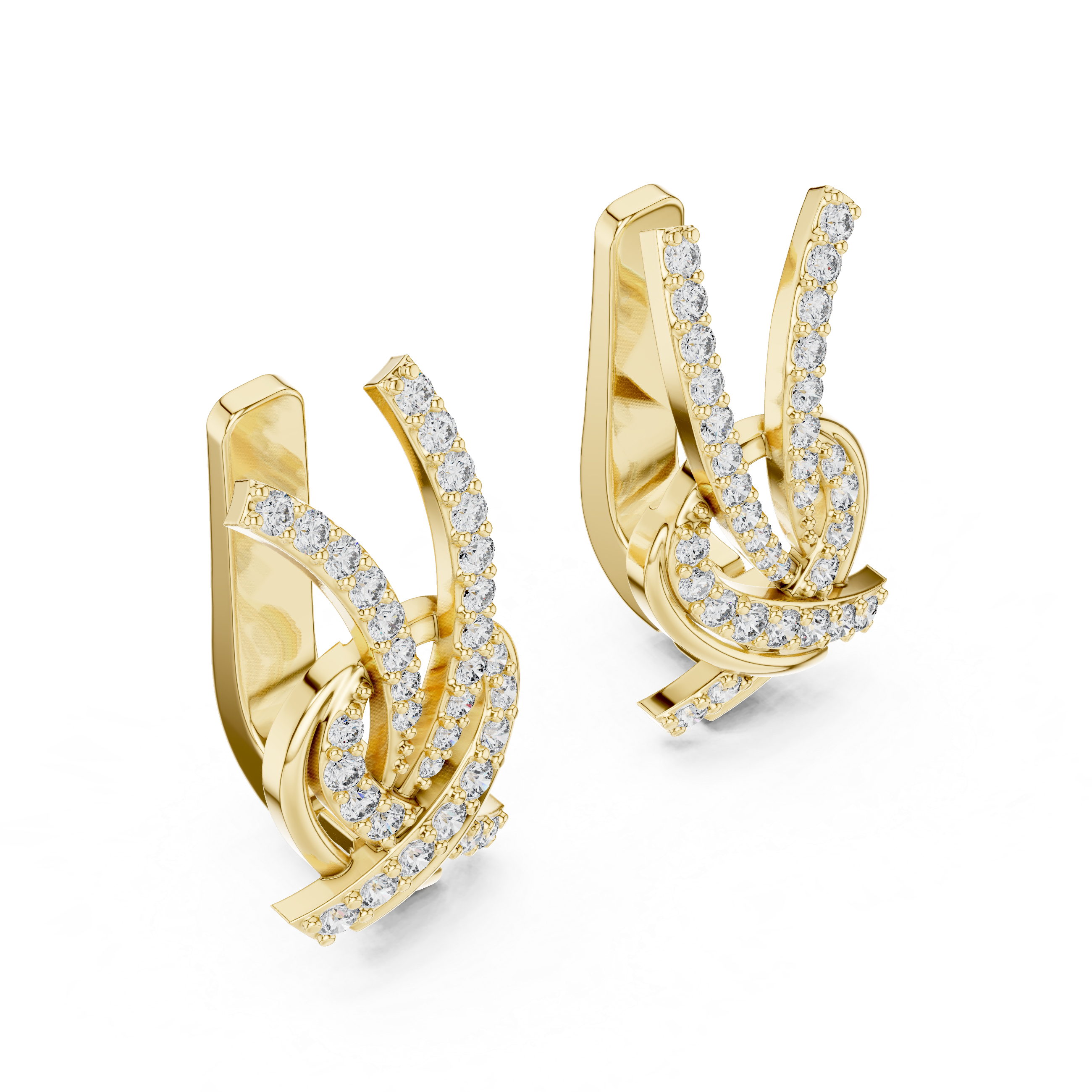 Modern Ribbon Twist Diamond Earrings
