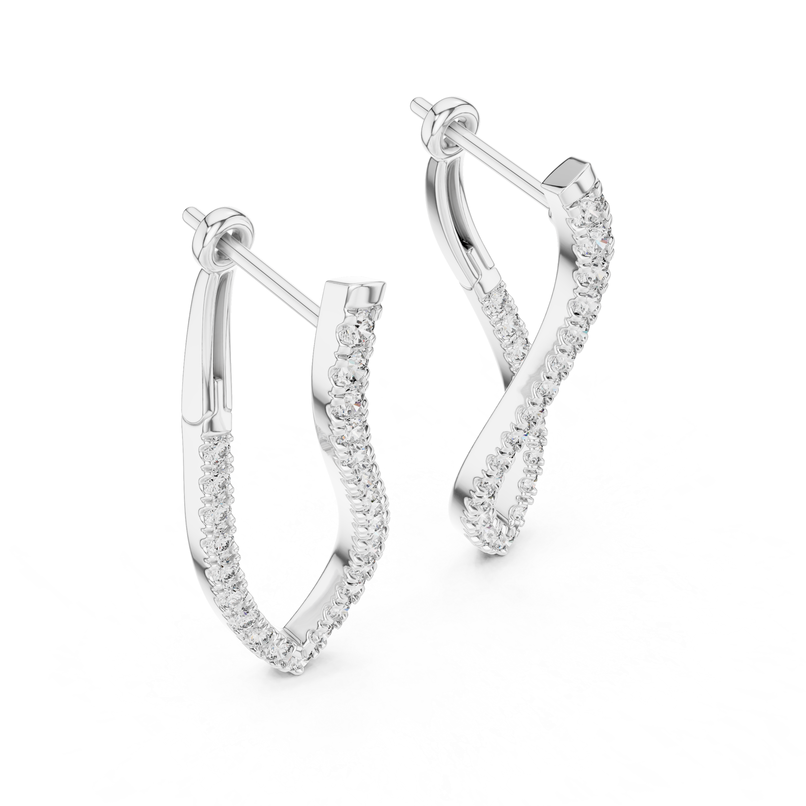 Twisted Diamond Teardrop Hoop Earrings