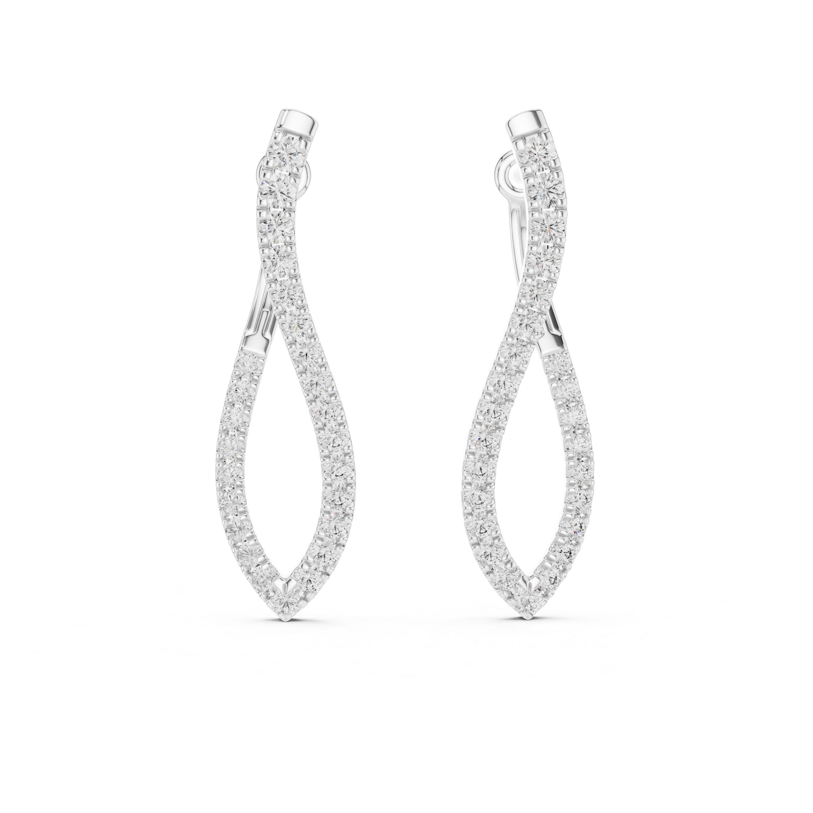 Twisted Diamond Teardrop Hoop Earrings