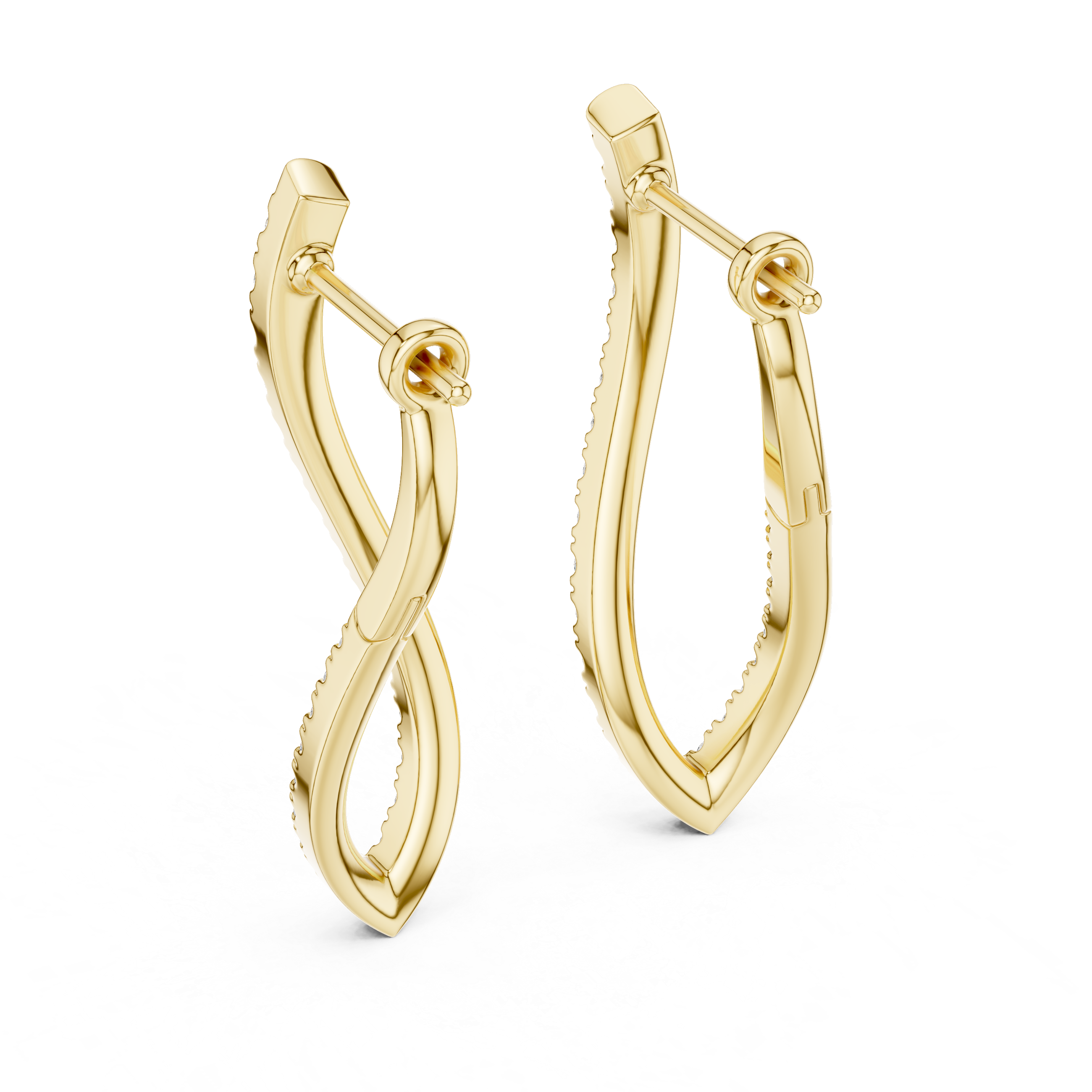 Twisted Diamond Teardrop Hoop Earrings