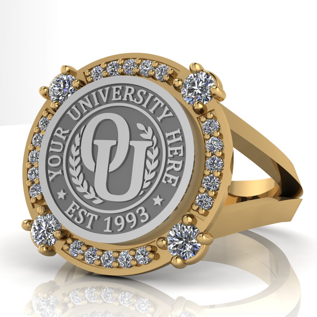 F-Sparkles | V-Frame Band Custom College Ring
