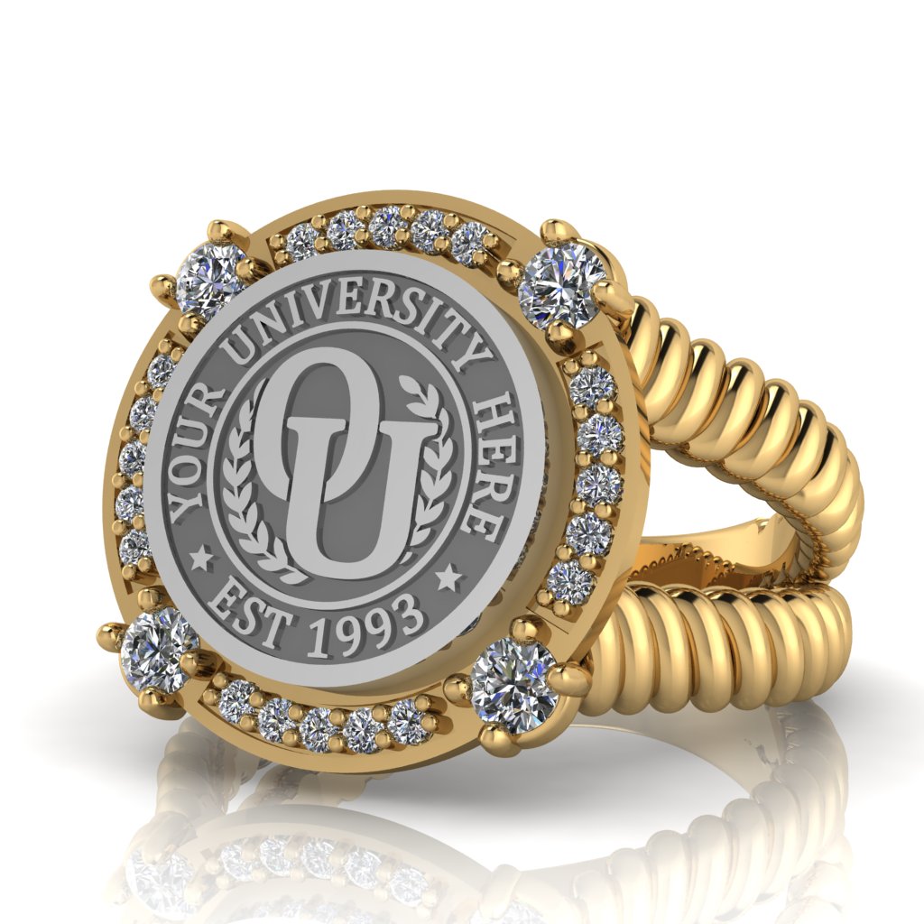 F-Sparkles | V-Rope Band Custom College Ring