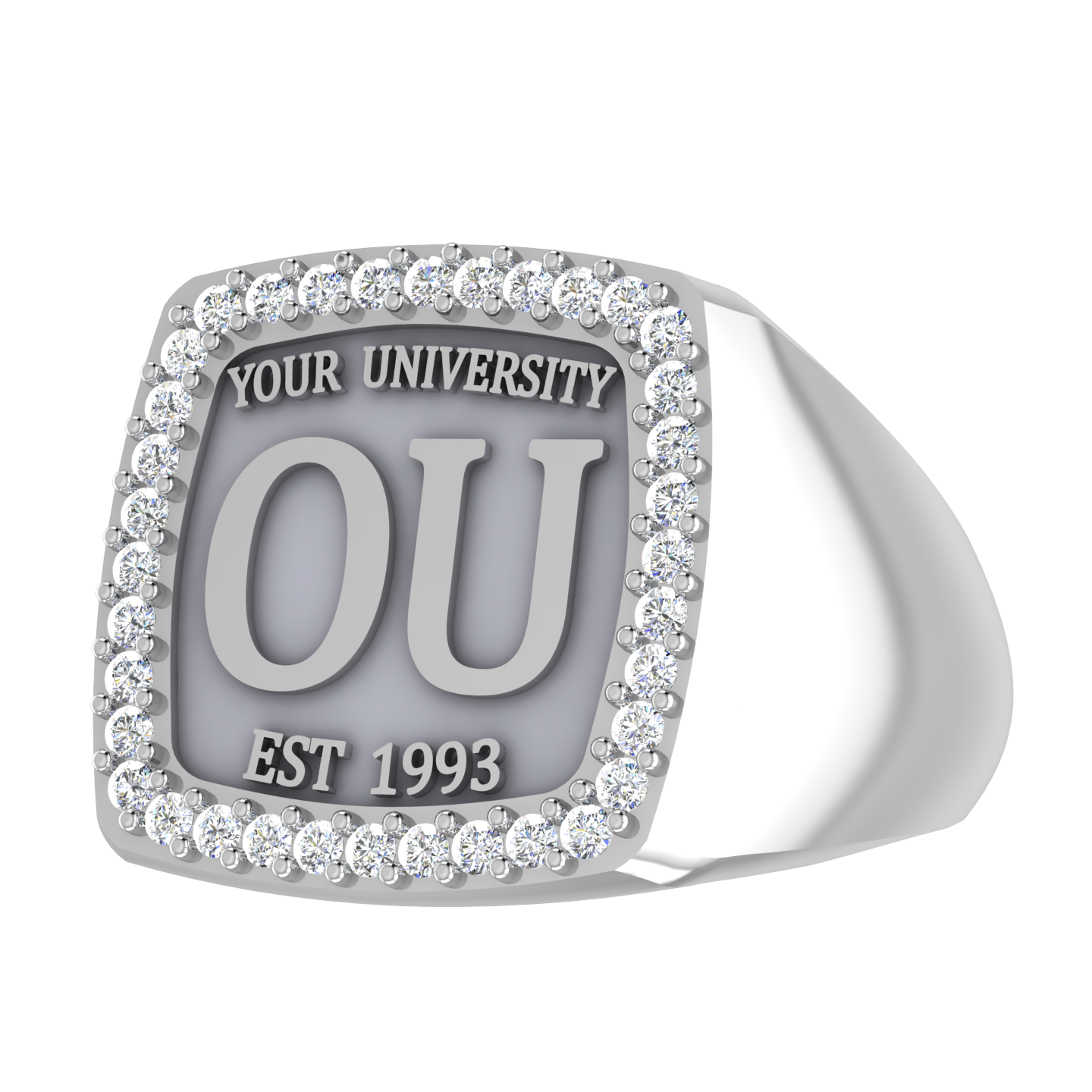 Custom University Ring | Square Graduation Band - Personalized College Jewelry