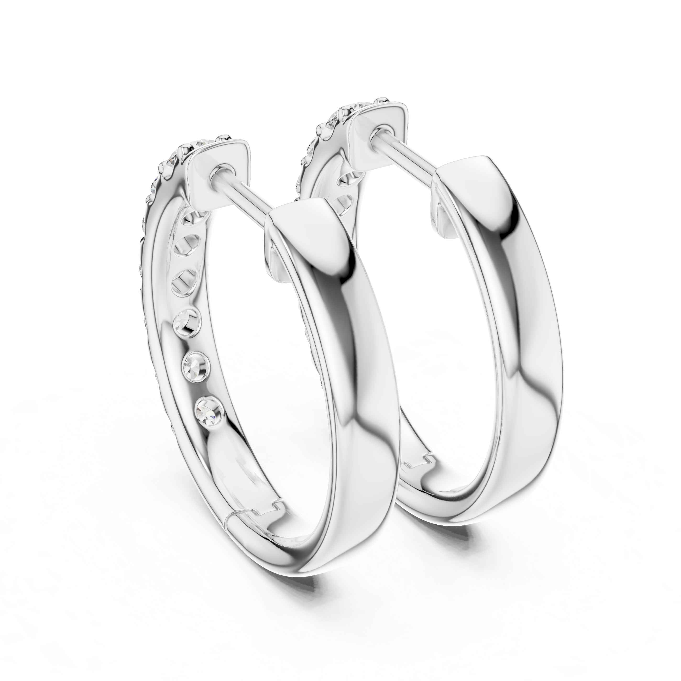 Classic Diamond Huggie Hoop Earrings