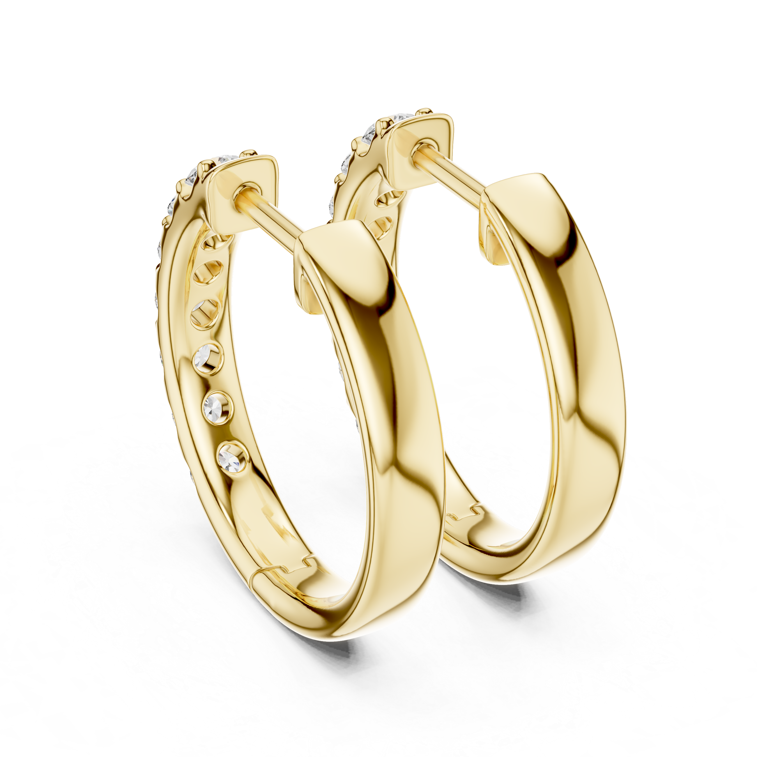 Classic Diamond Huggie Hoop Earrings
