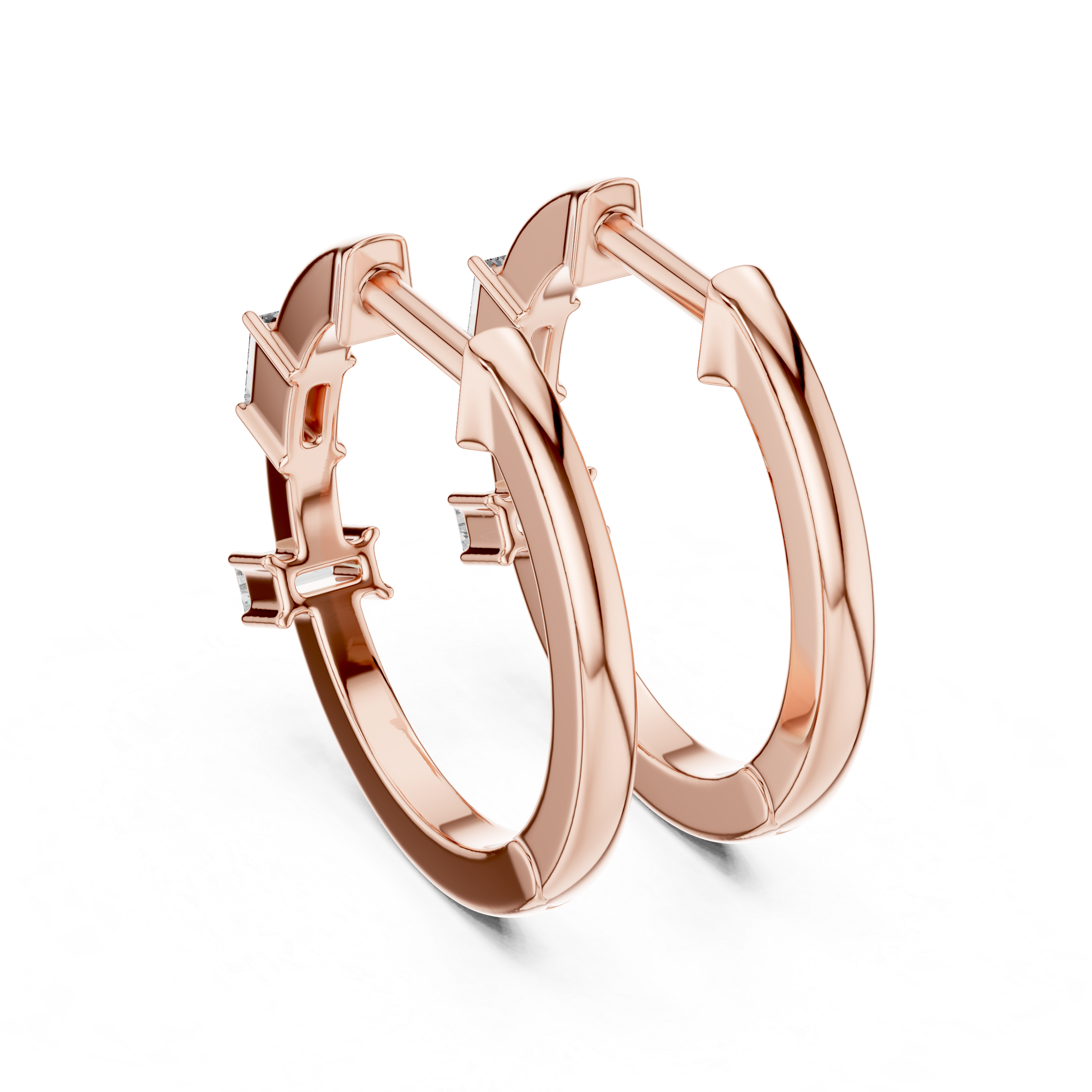 Minimal Emerald Cut Diamond Hoop Earrings