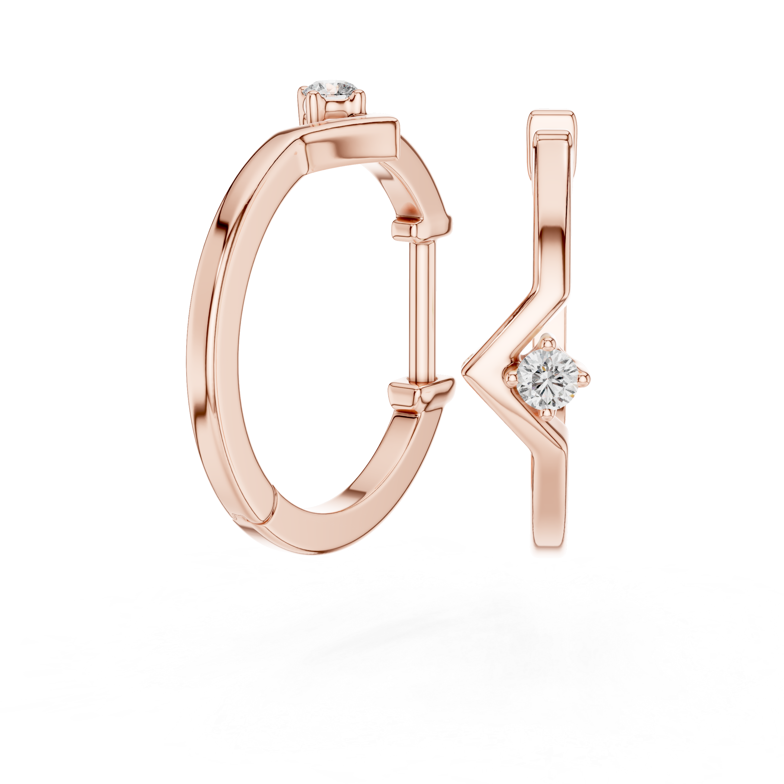 Minimal Geometric Diamond Hoop Earrings