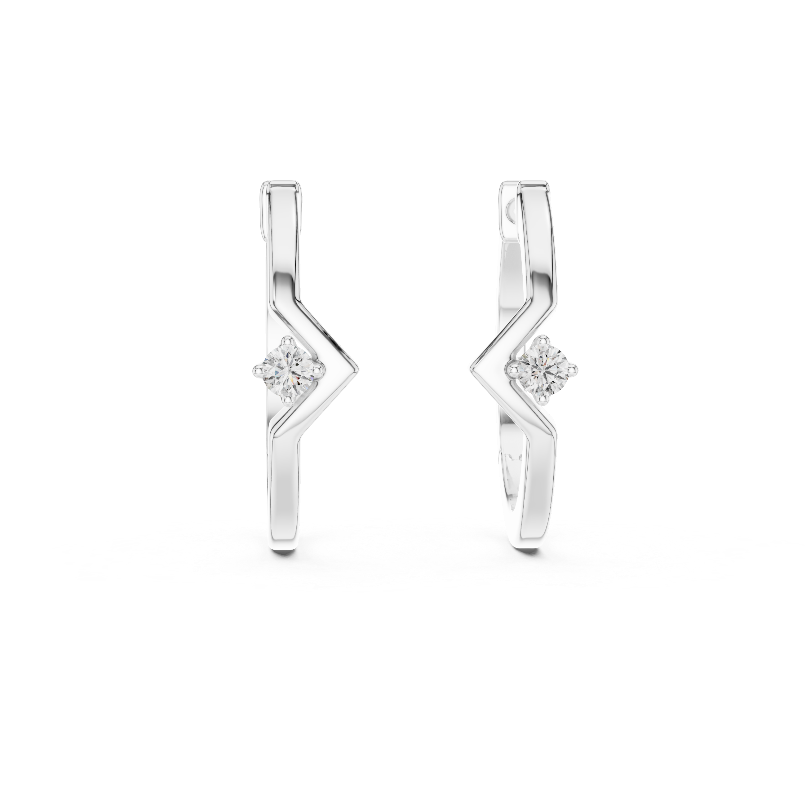 Minimal Geometric Diamond Hoop Earrings