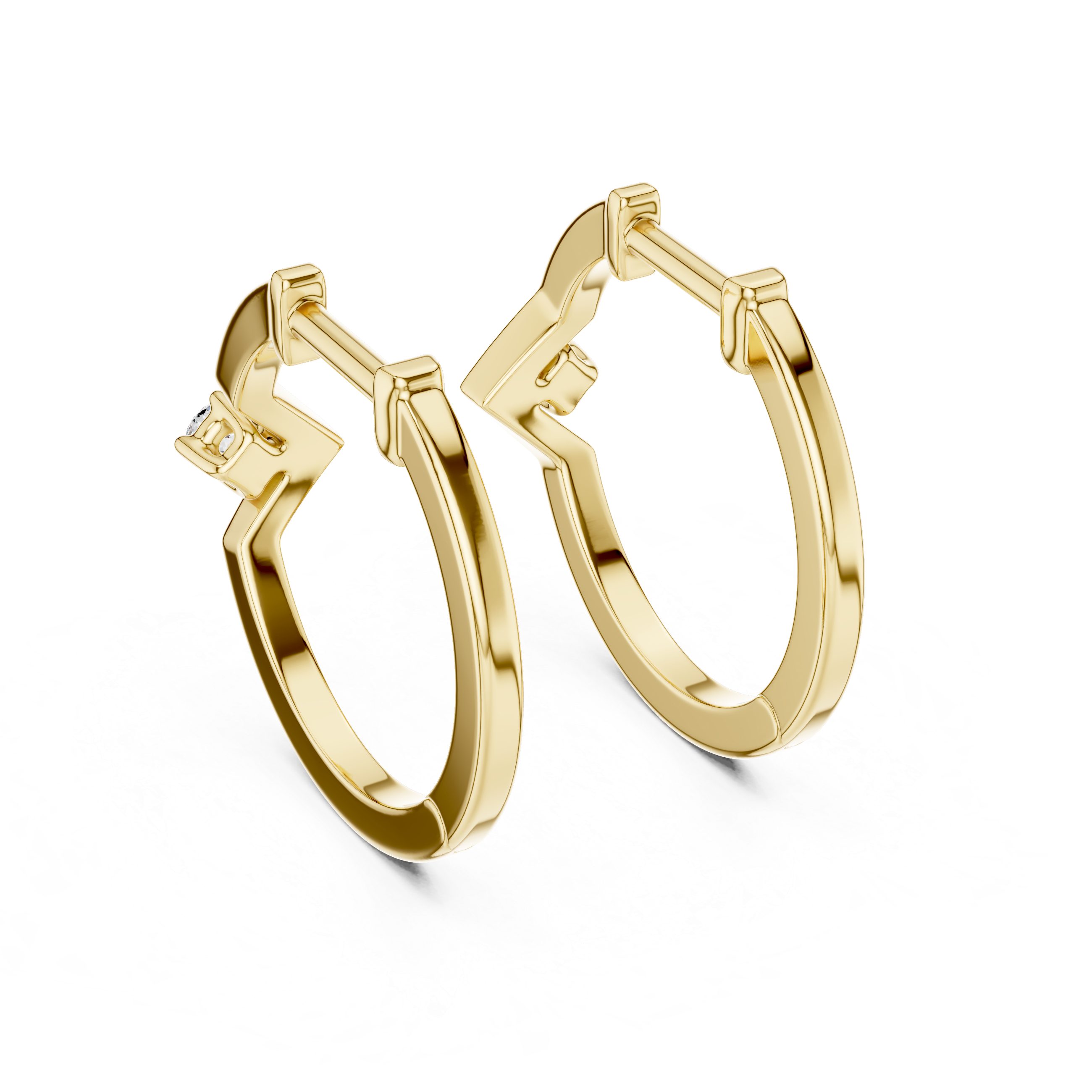 Minimal Geometric Diamond Hoop Earrings