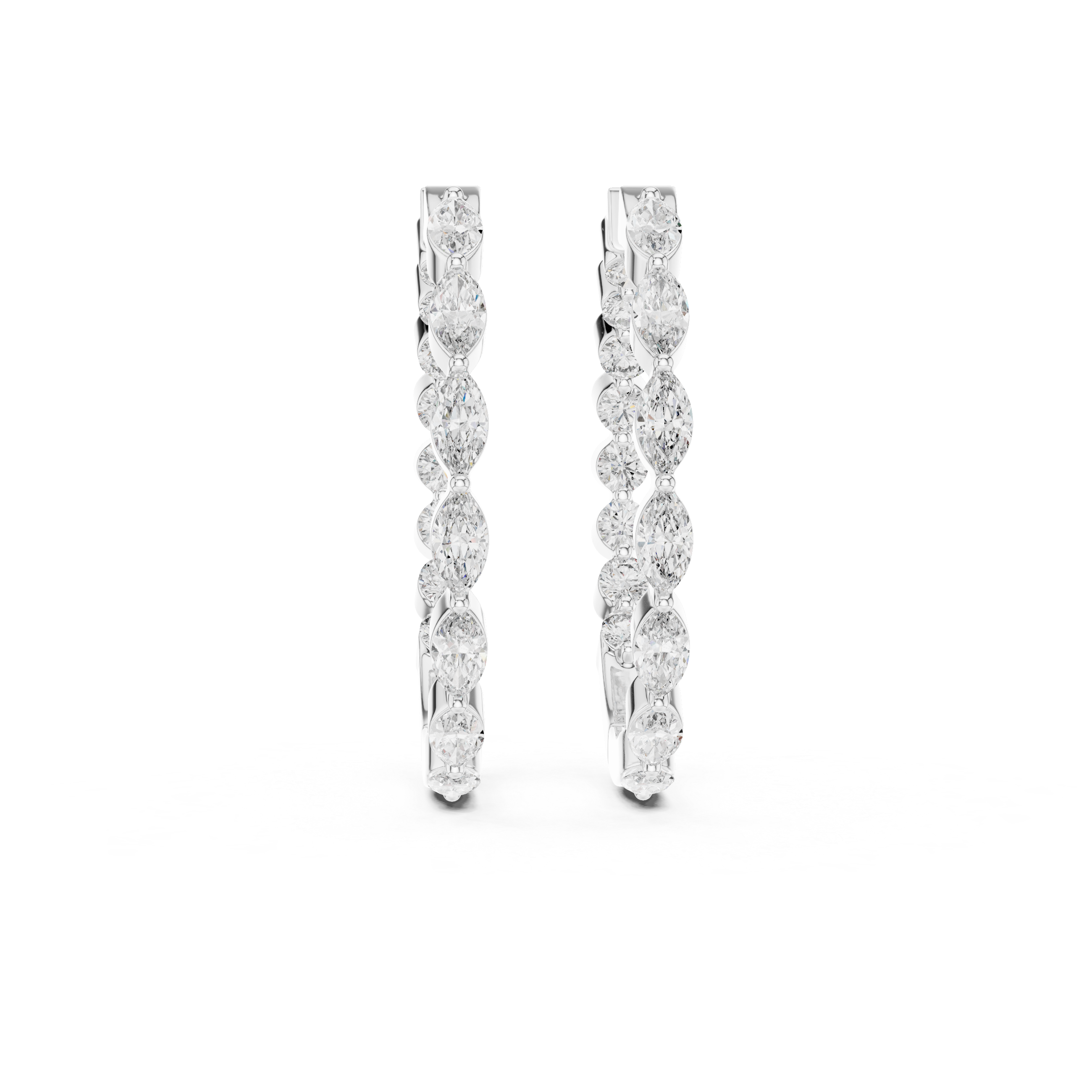 Marquise Diamond Hoop Earrings in Gold