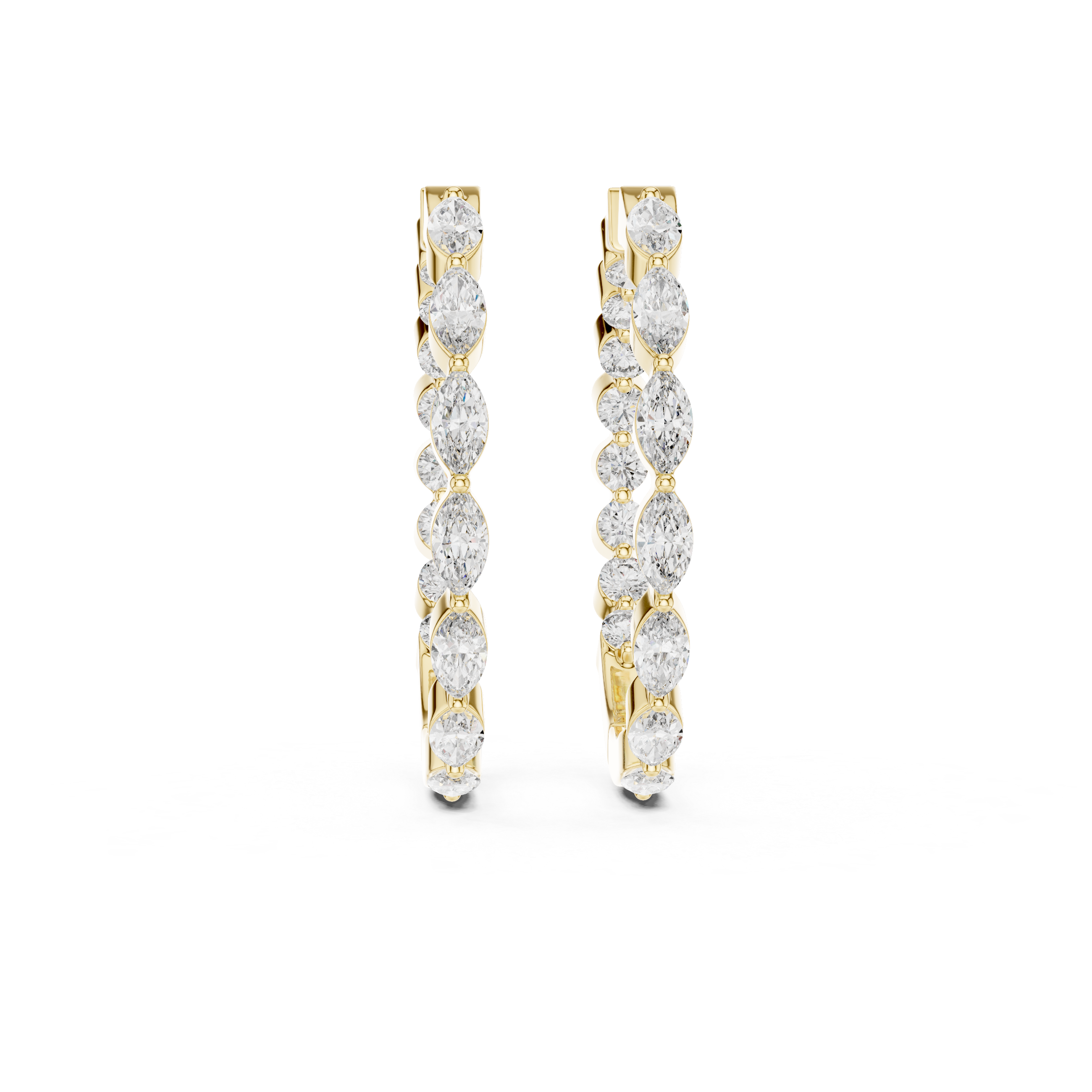 Marquise Diamond Hoop Earrings in Gold