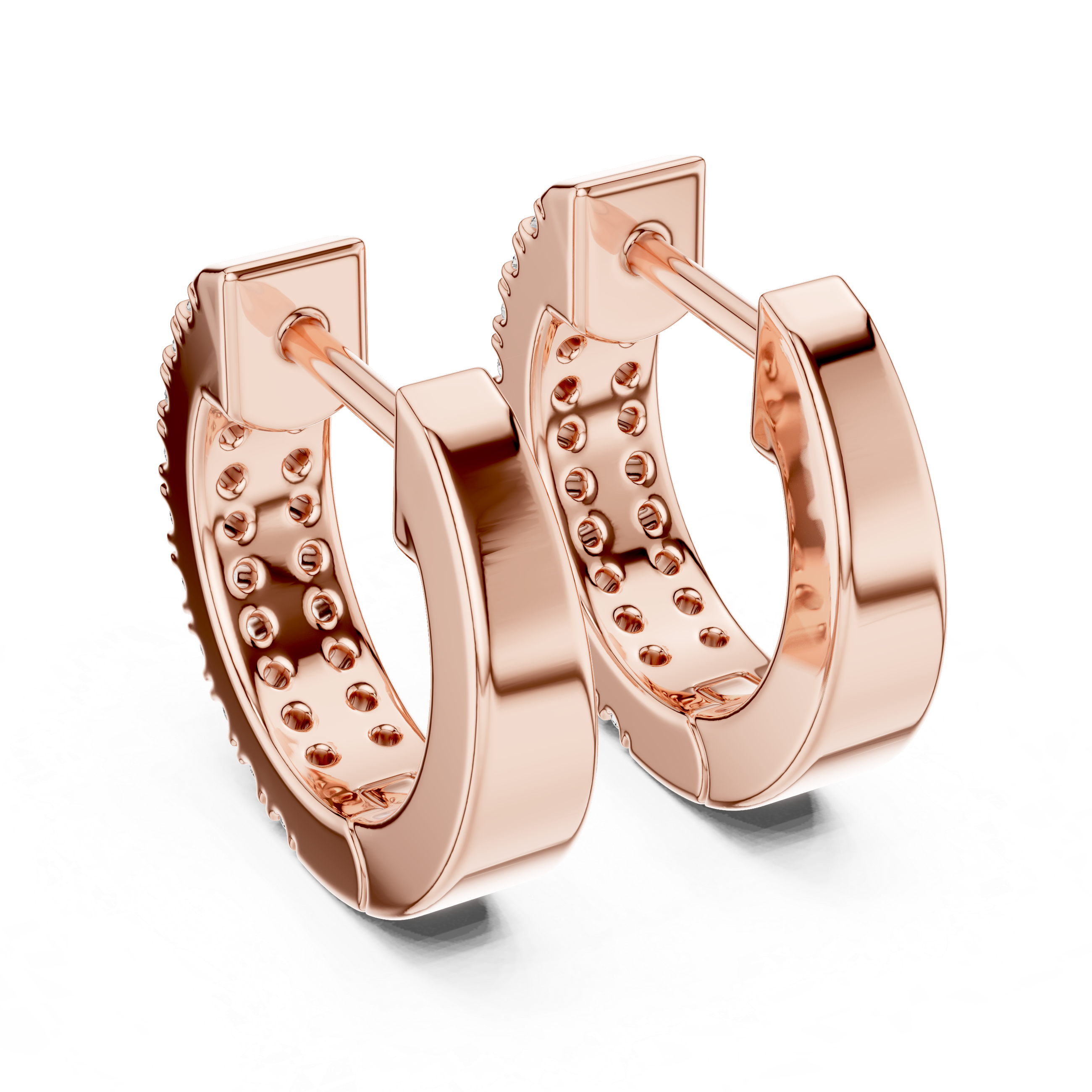 Double Row Diamond Hoop Earrings