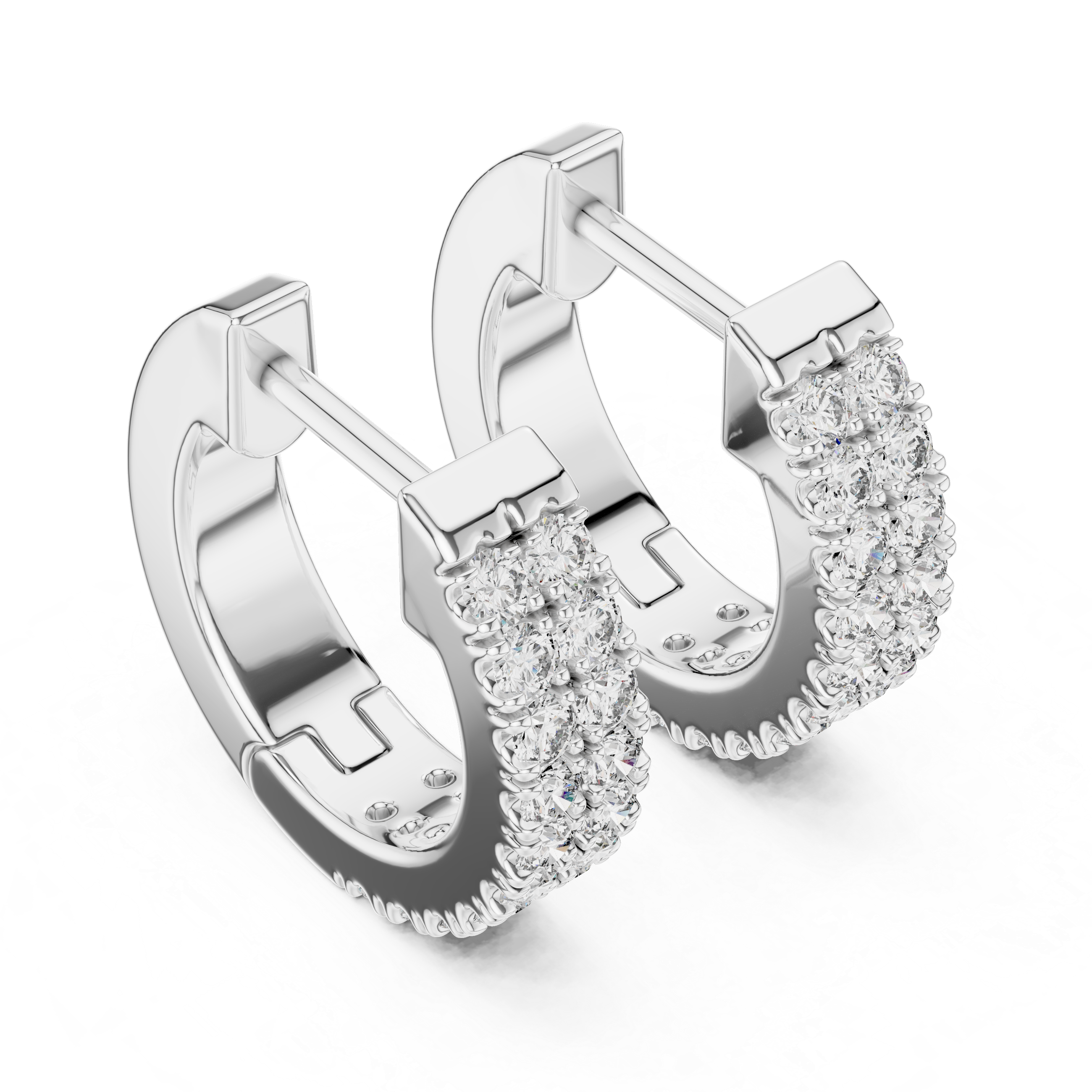 Double Row Diamond Hoop Earrings