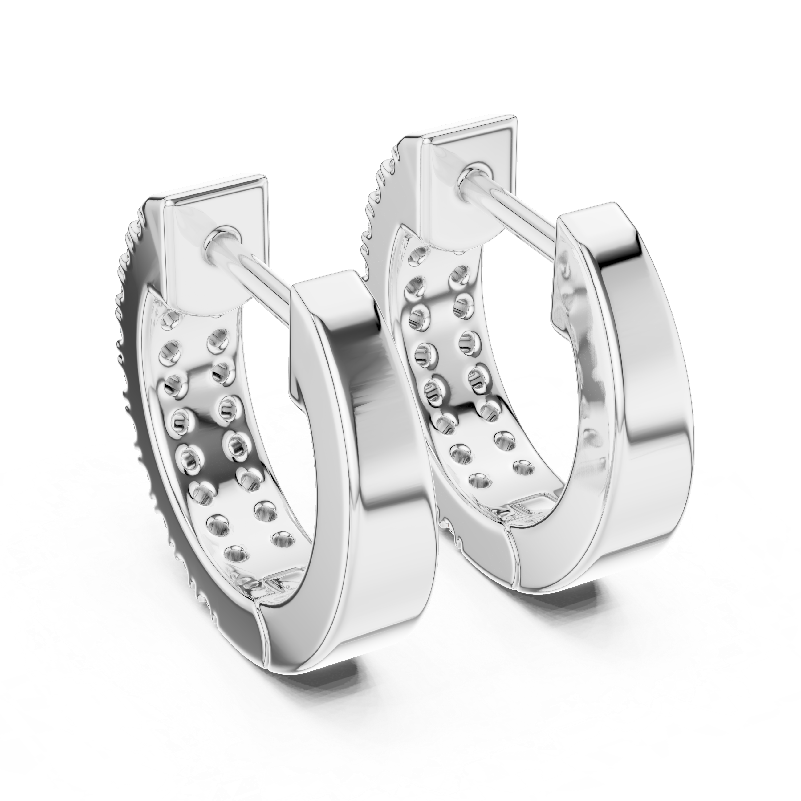 Double Row Diamond Hoop Earrings