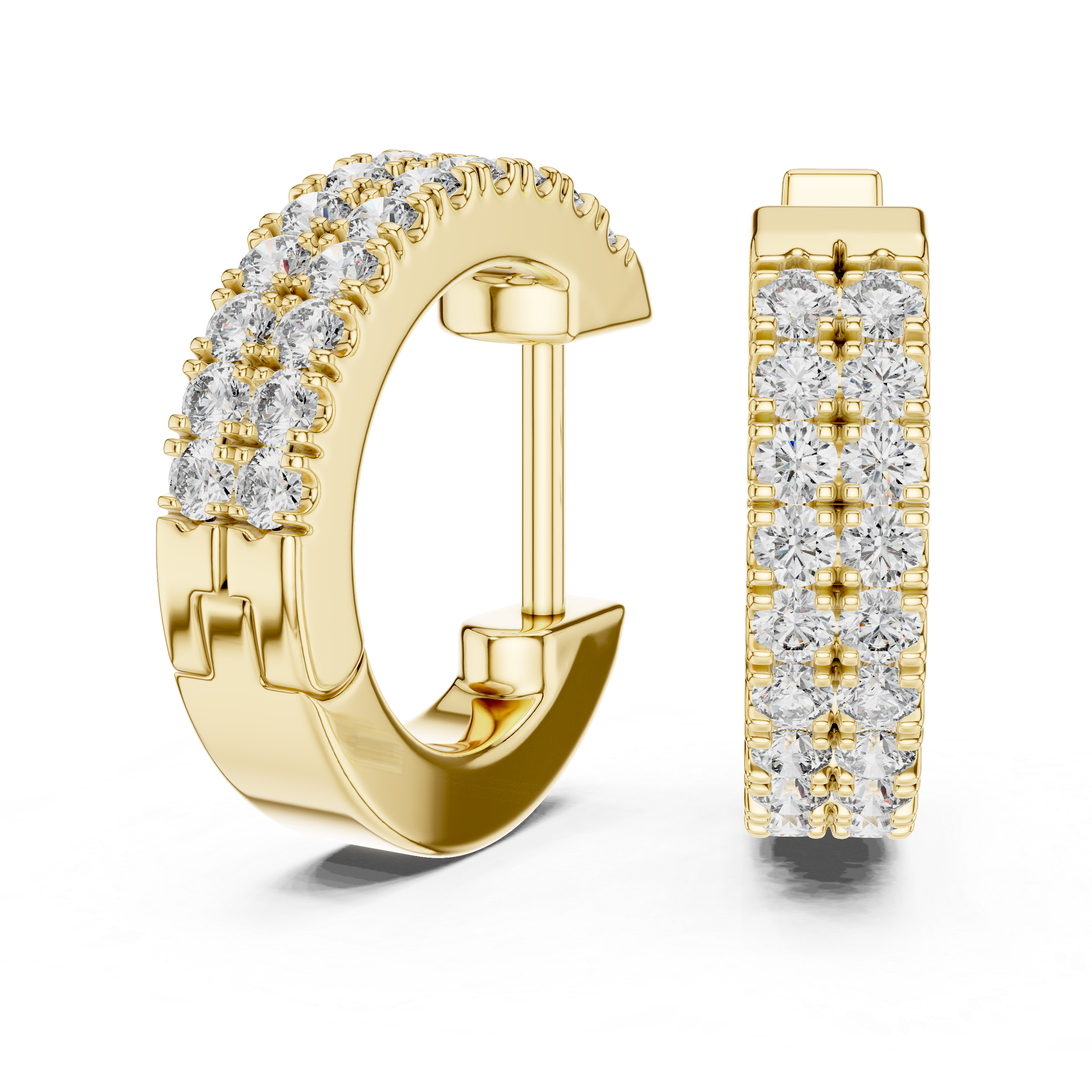 Double Row Diamond Hoop Earrings