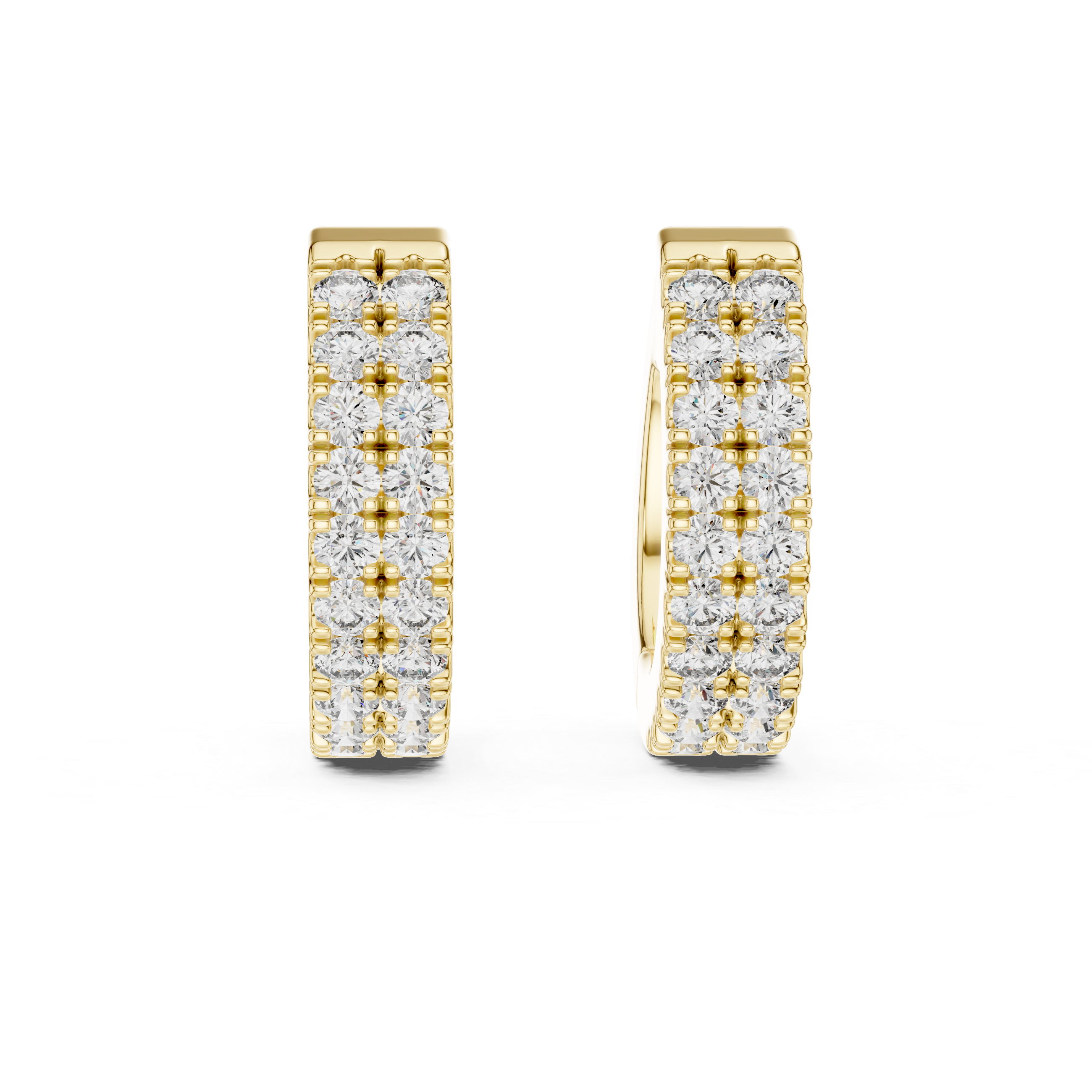 Double Row Diamond Hoop Earrings