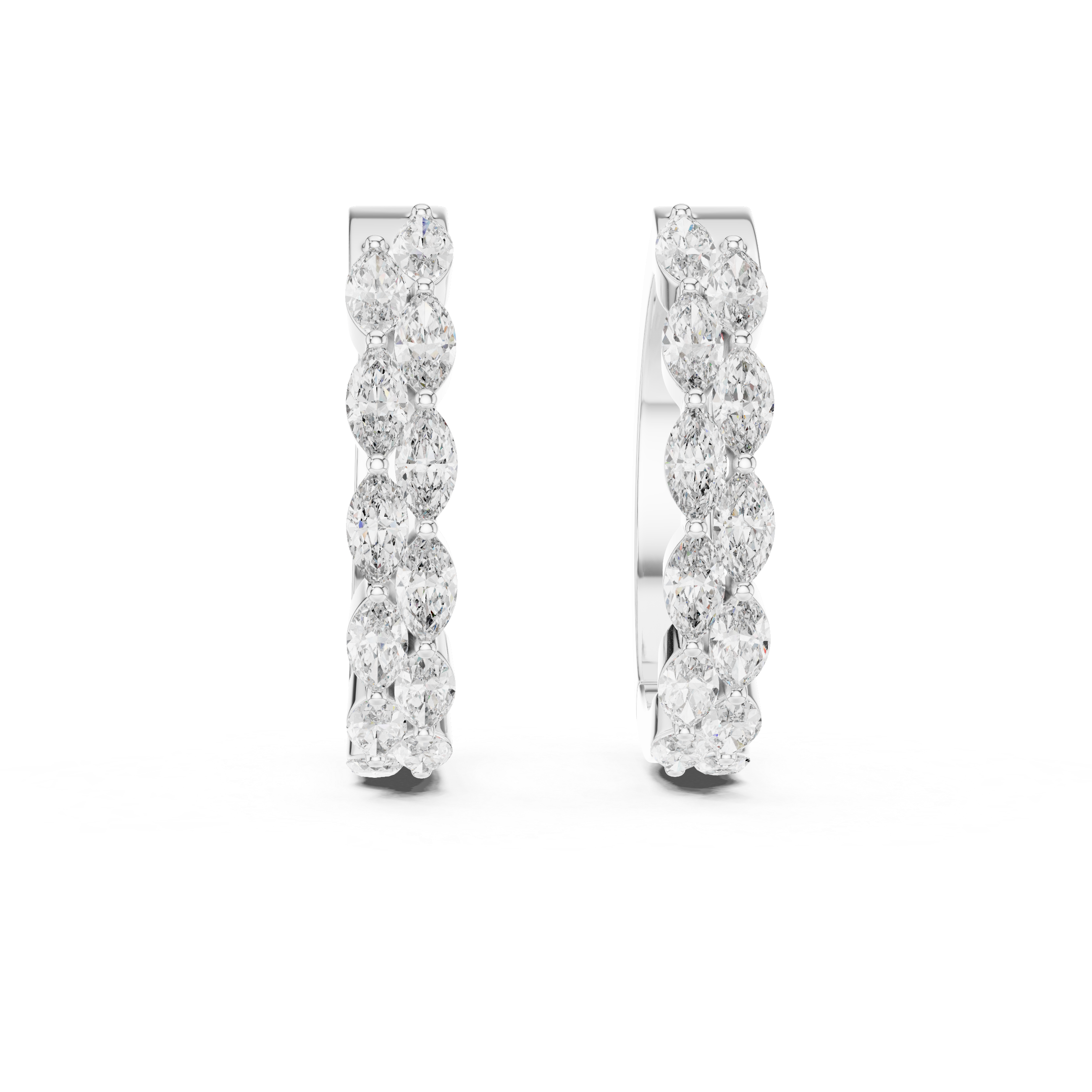 Marquise Diamond Hoop Earrings in Graduated Luxury Design