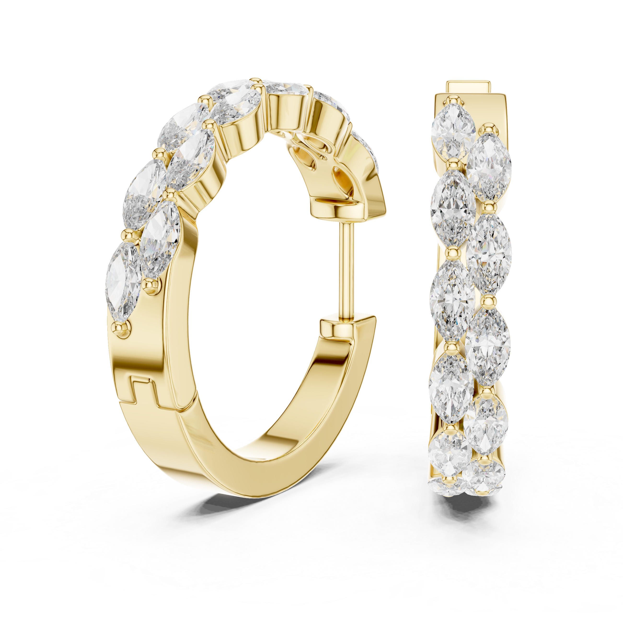 Marquise Diamond Hoop Earrings in Graduated Luxury Design