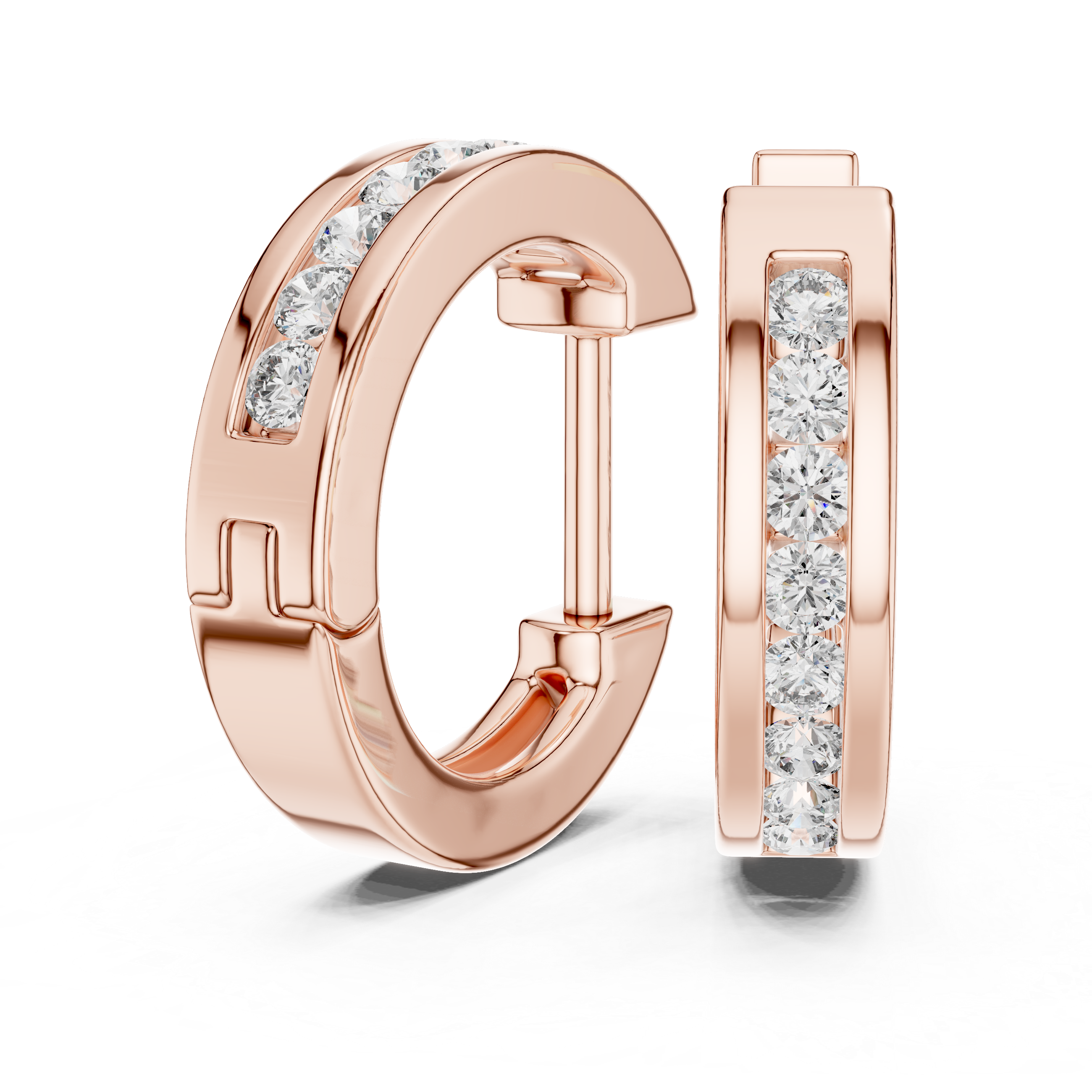 Minimal Channel Set Diamond Hoop Earrings