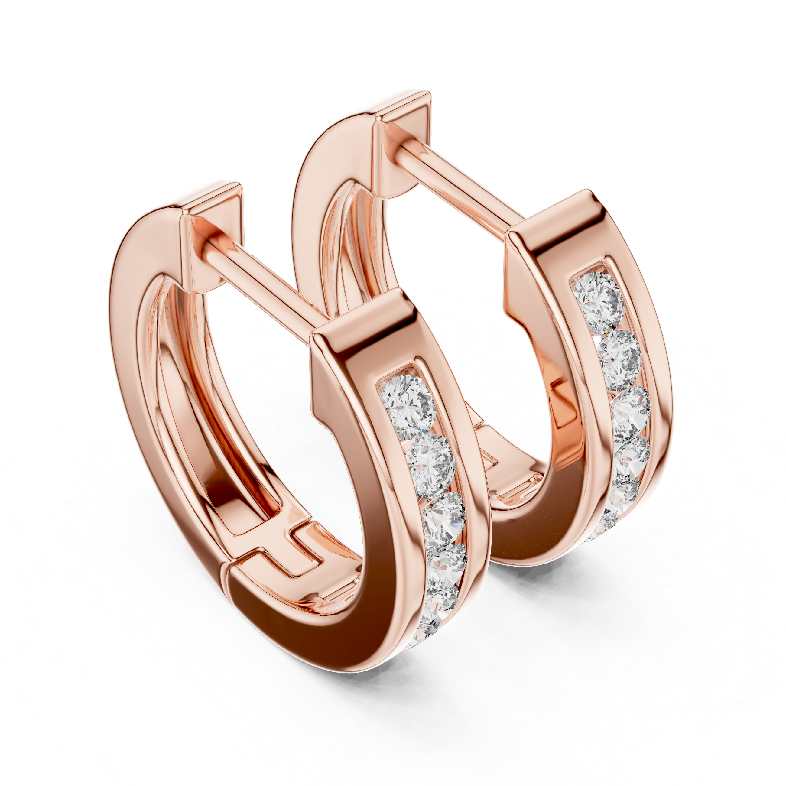 Minimal Channel Set Diamond Hoop Earrings