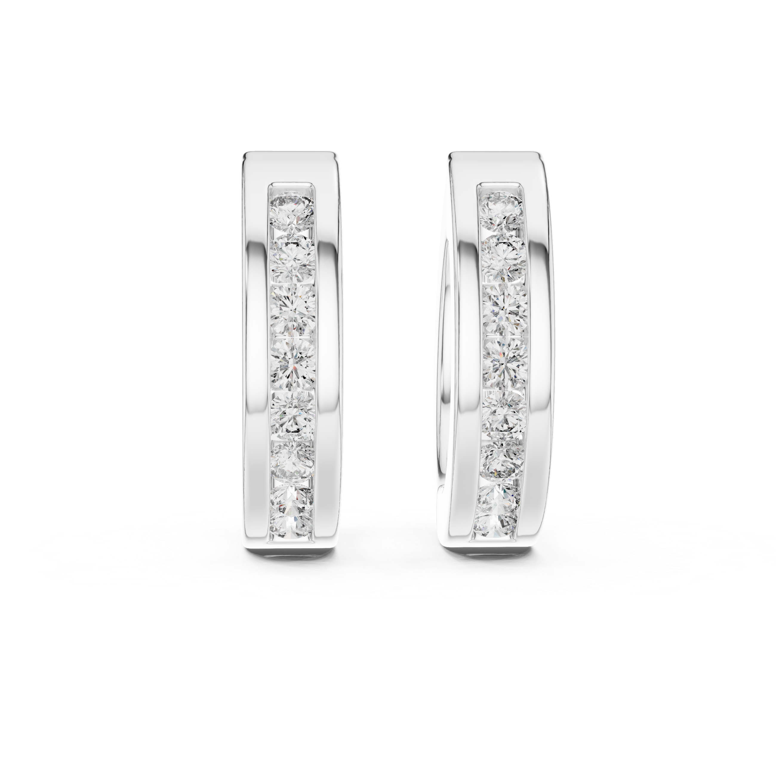 Minimal Channel Set Diamond Hoop Earrings