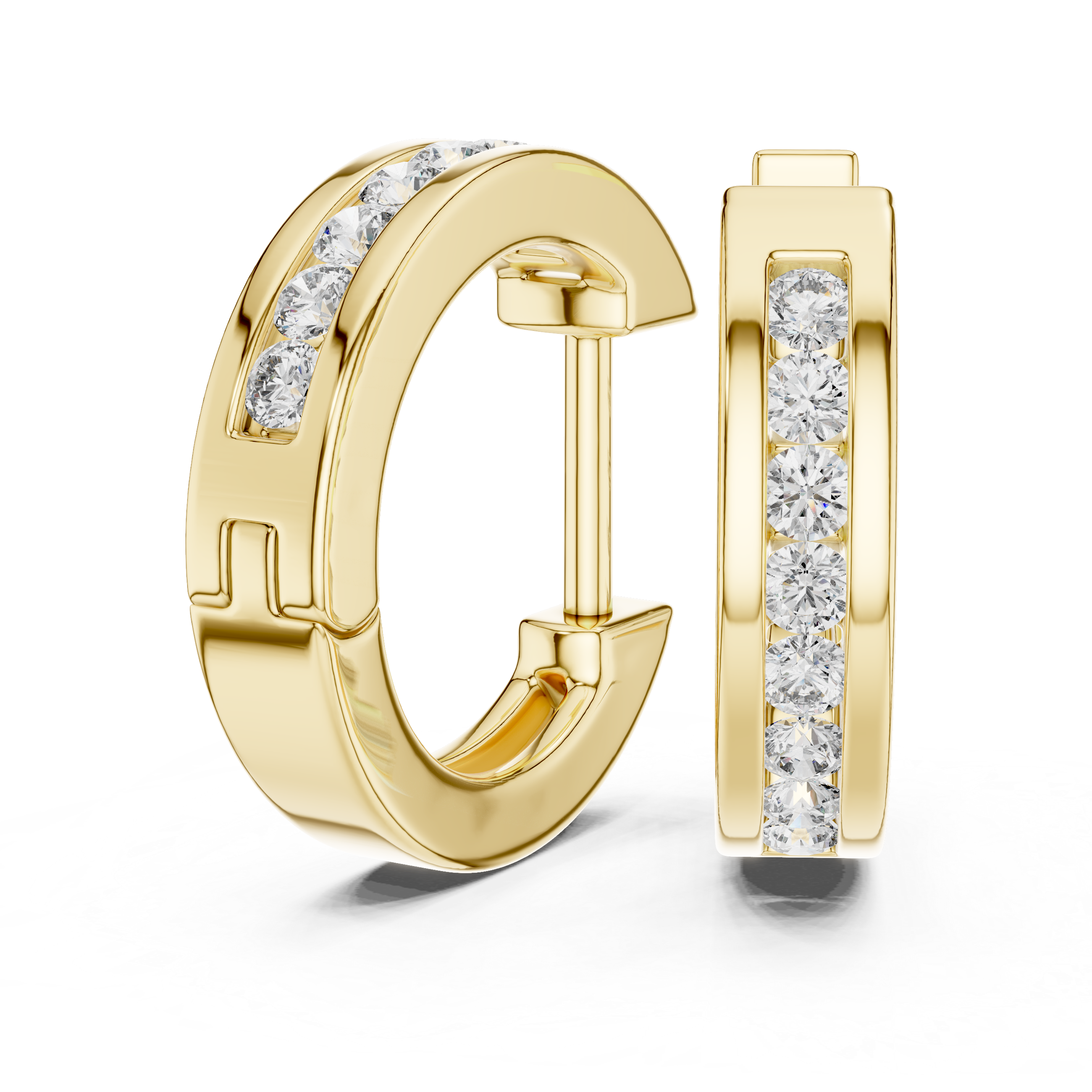 Minimal Channel Set Diamond Hoop Earrings