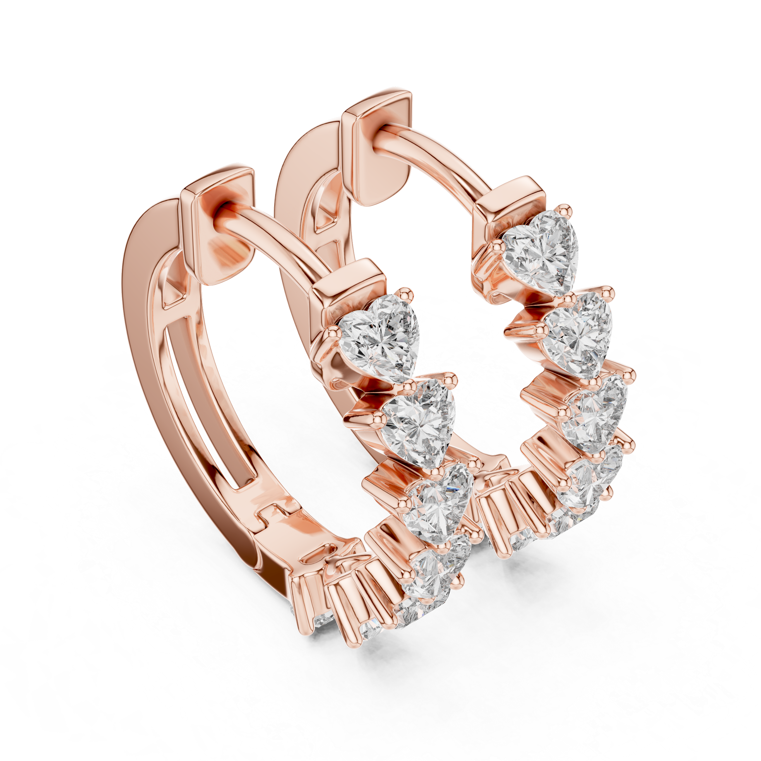 Heart Cut Diamond Hoop Earrings