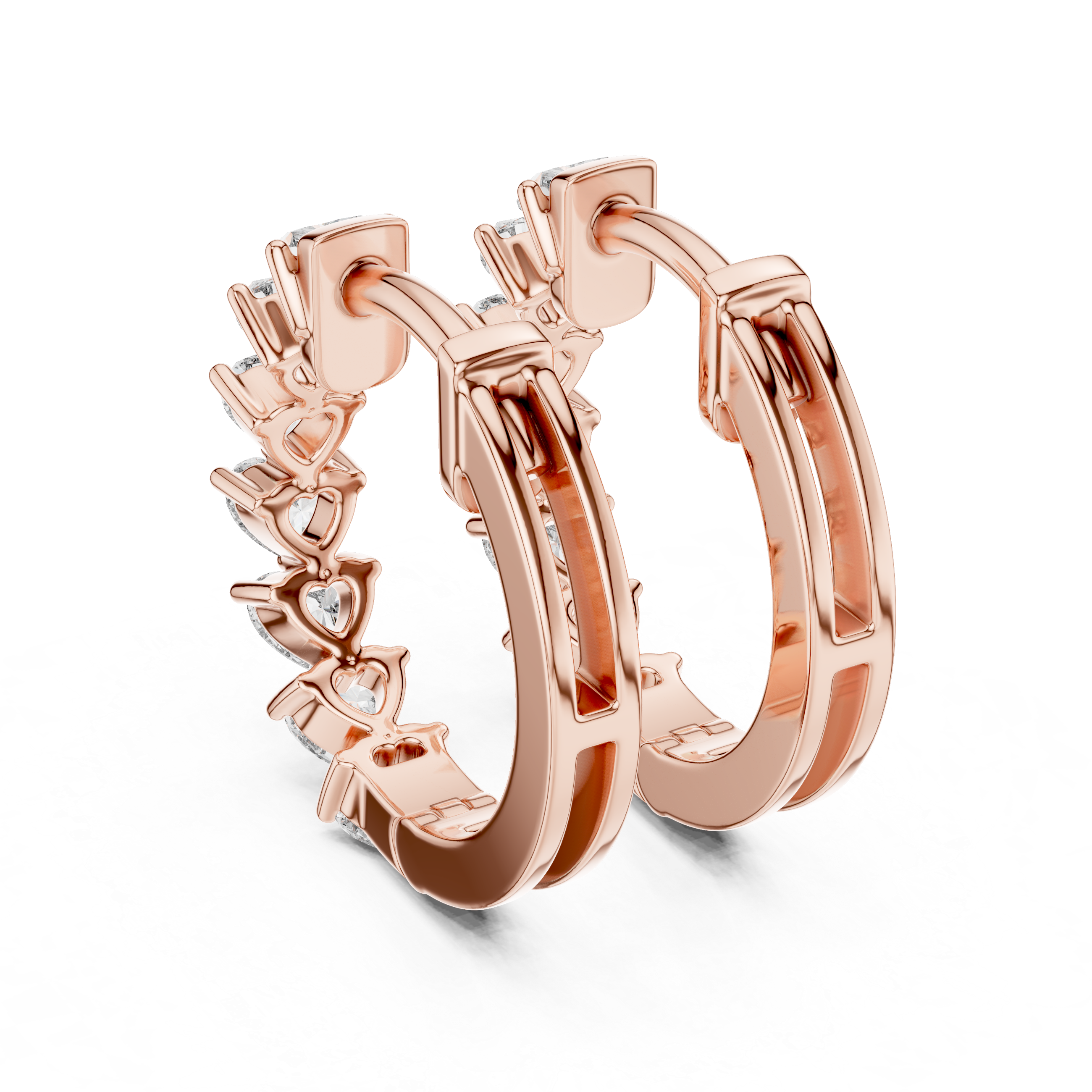 Heart Cut Diamond Hoop Earrings